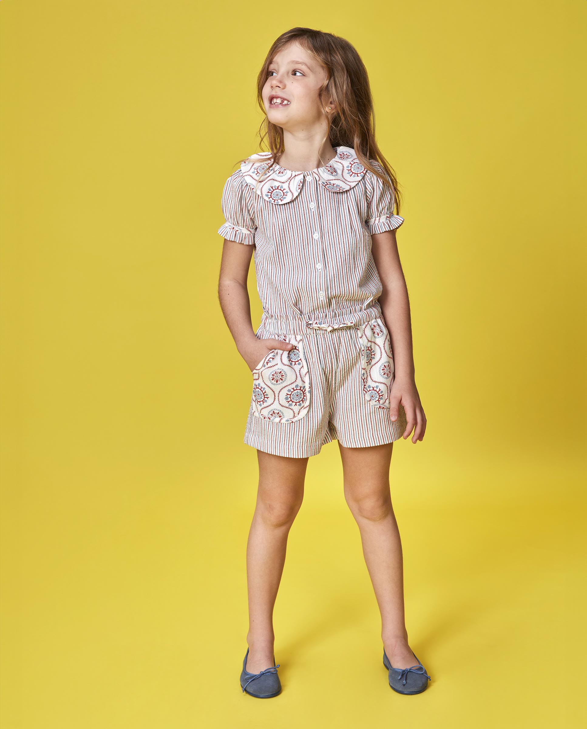 Saia-calça Infantil com Tecidos em Contraste Gocco Branco-marfim-5