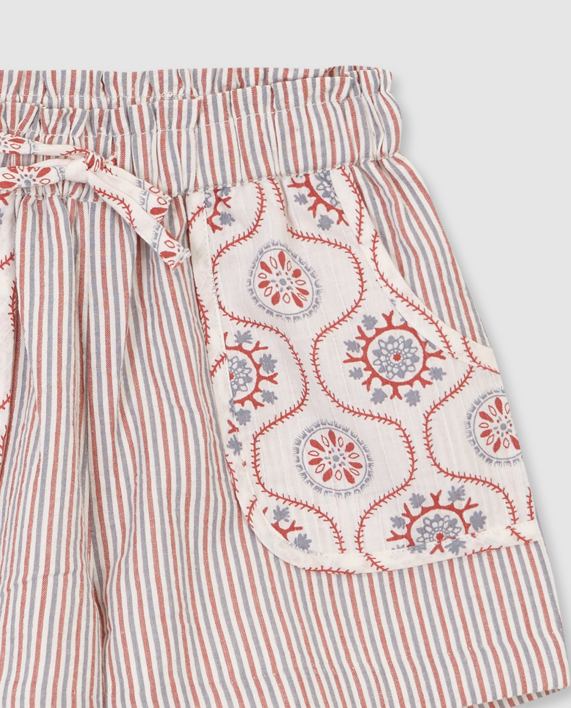 Saia-calça Infantil com Tecidos em Contraste Branco-marfim-3