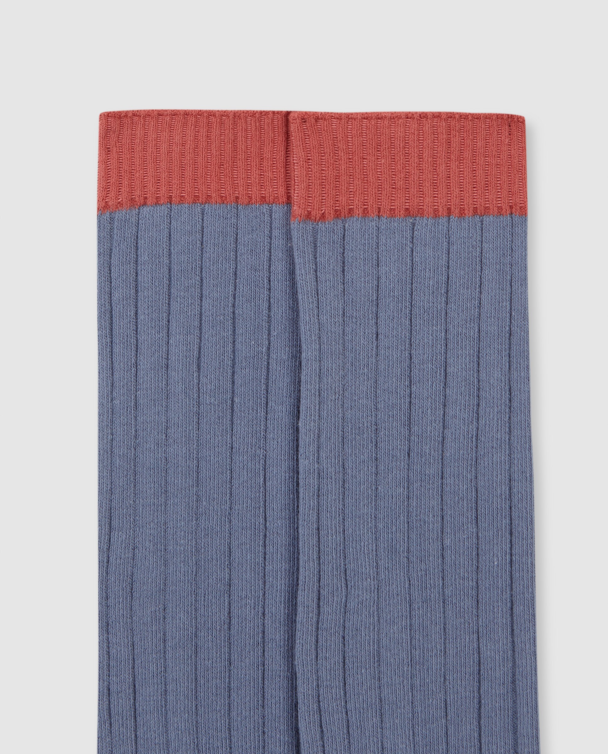 Meias Básicas Caneladas com Contraste Azul-2