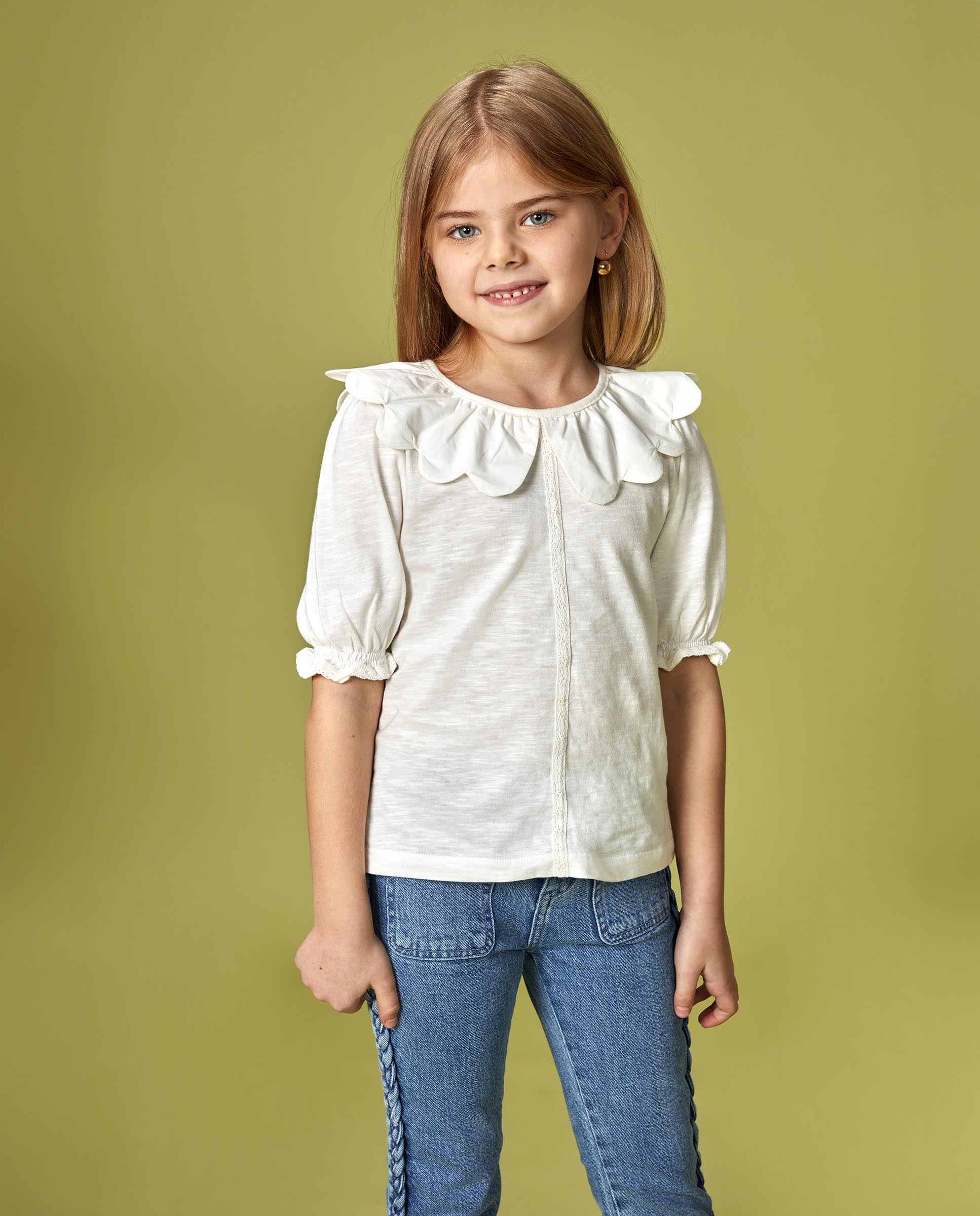 T-shirt Infantil de Manga Curta Gocco Branco-marfim-5