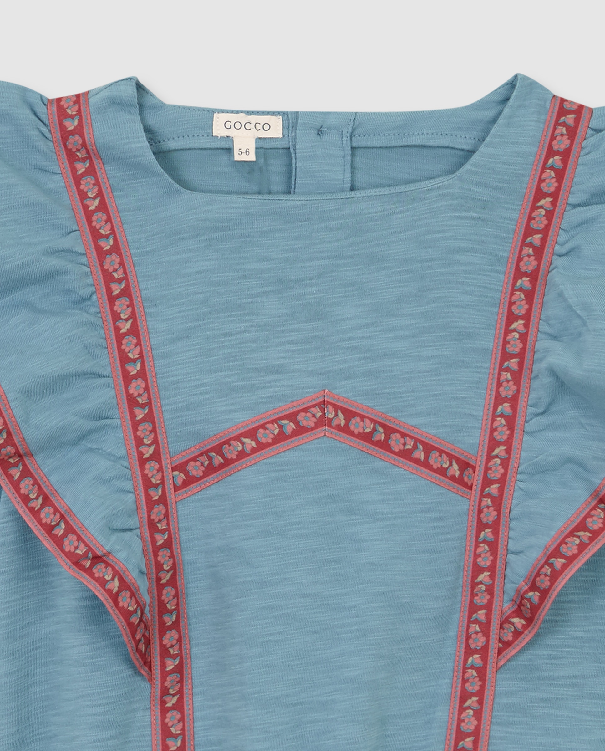 T-shirt Infantil com Vivos em Contraste Gocco Azul-3