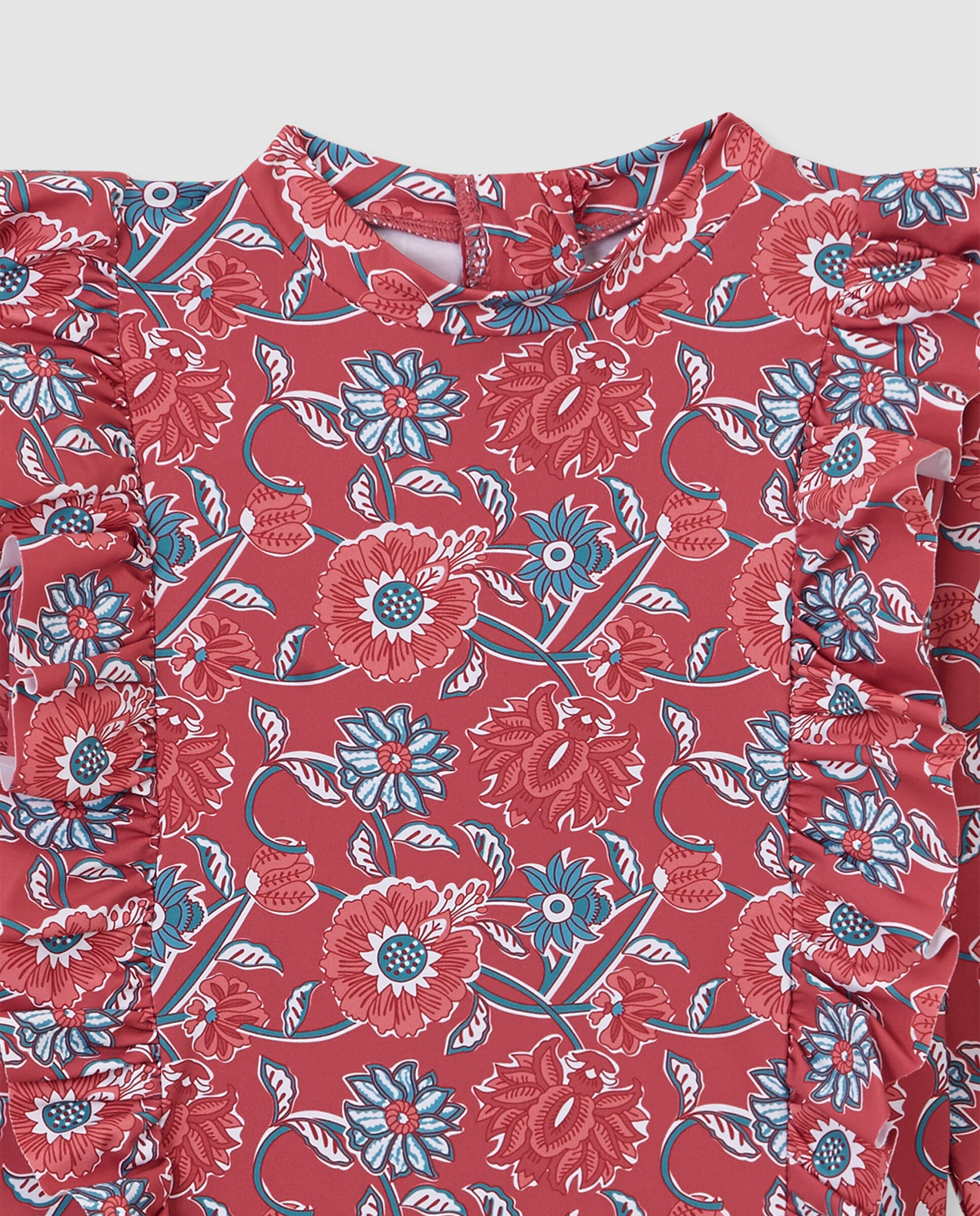 T-shirt de Banho Infantil com Proteção Solar Flores Rosa-3