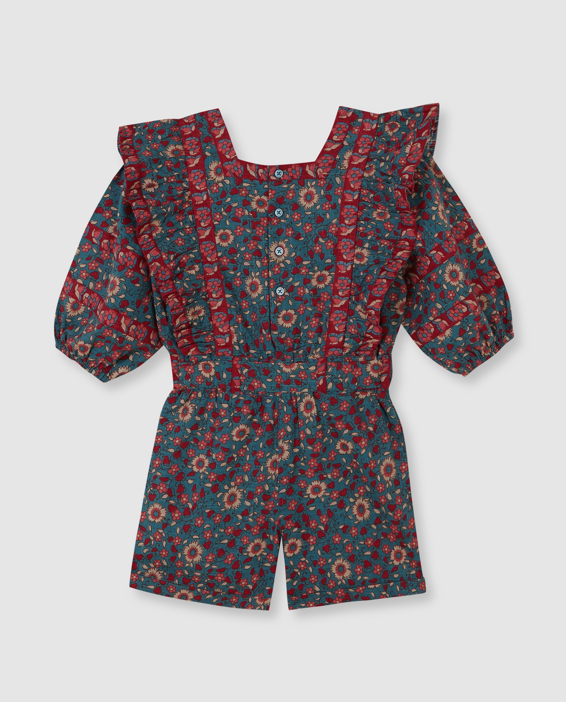 Macacão Infantil de Estampado com Vivos em Contraste Azul Royal-2