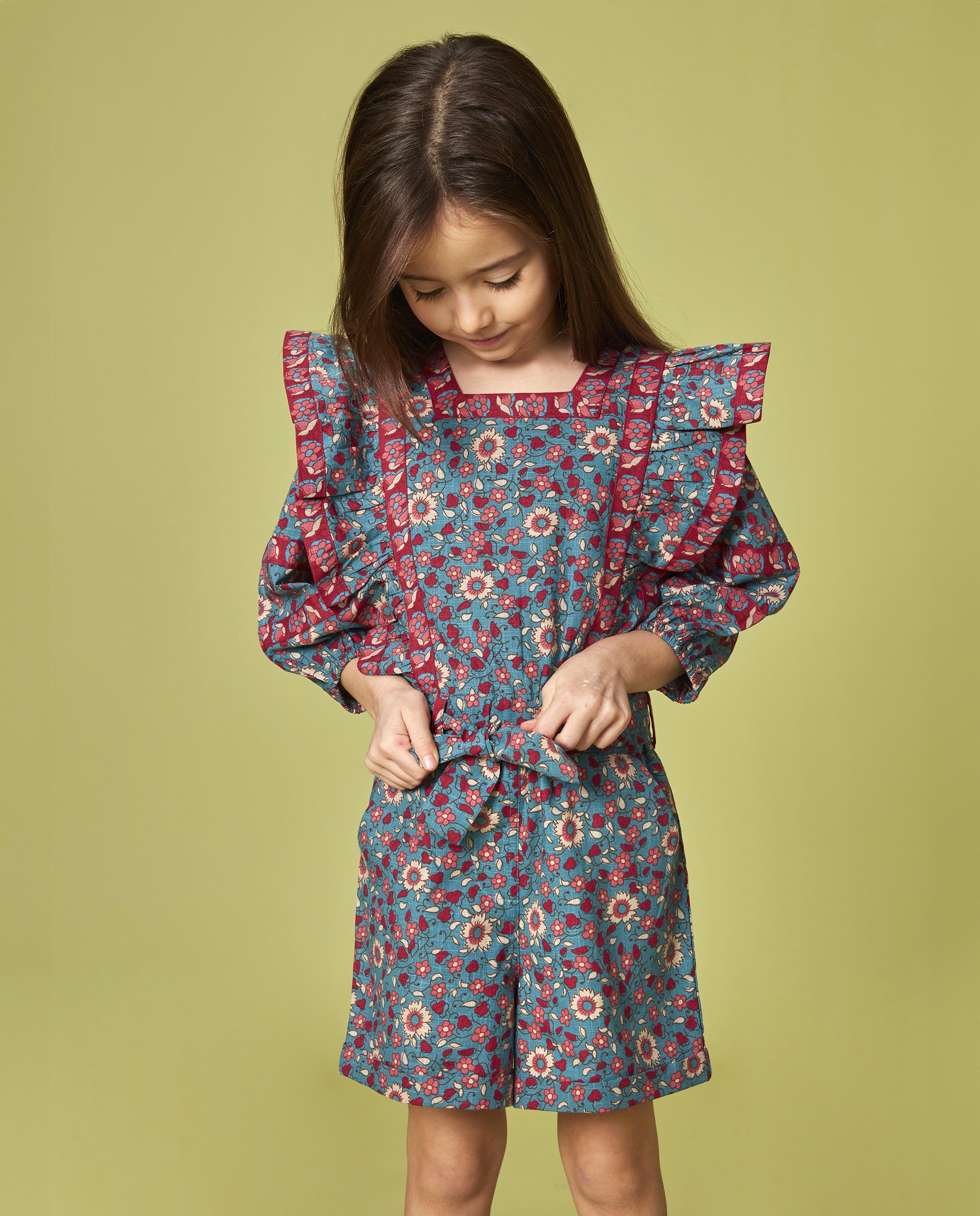 Macacão Infantil de Estampado com Vivos em Contraste Azul Royal-6