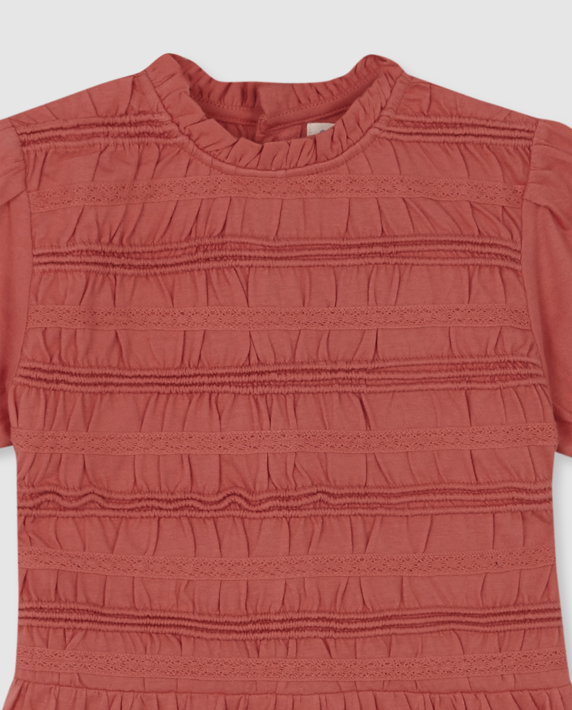 Vestido Infantil com Franzido Rosa-3