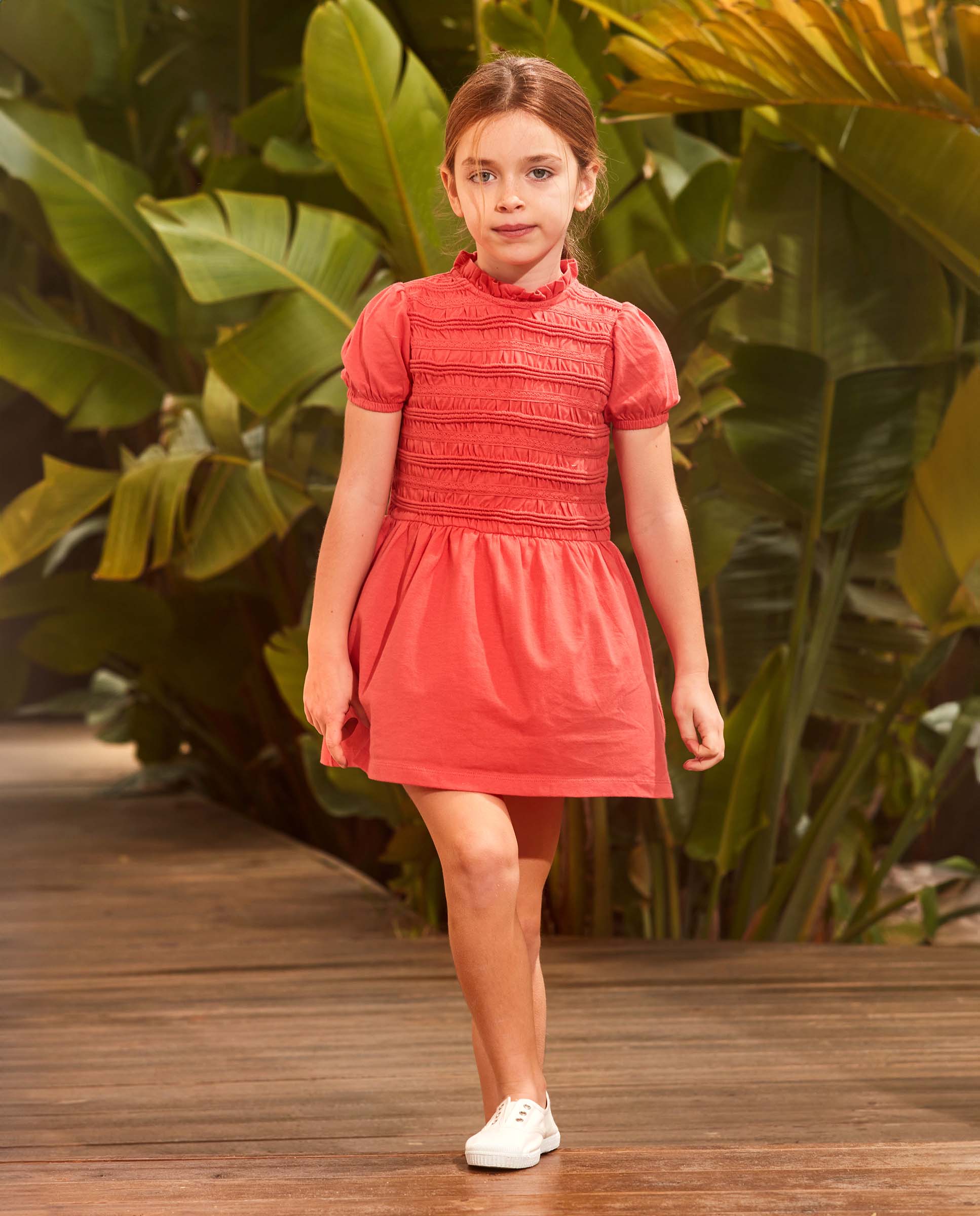 Vestido Infantil com Franzido Rosa-5