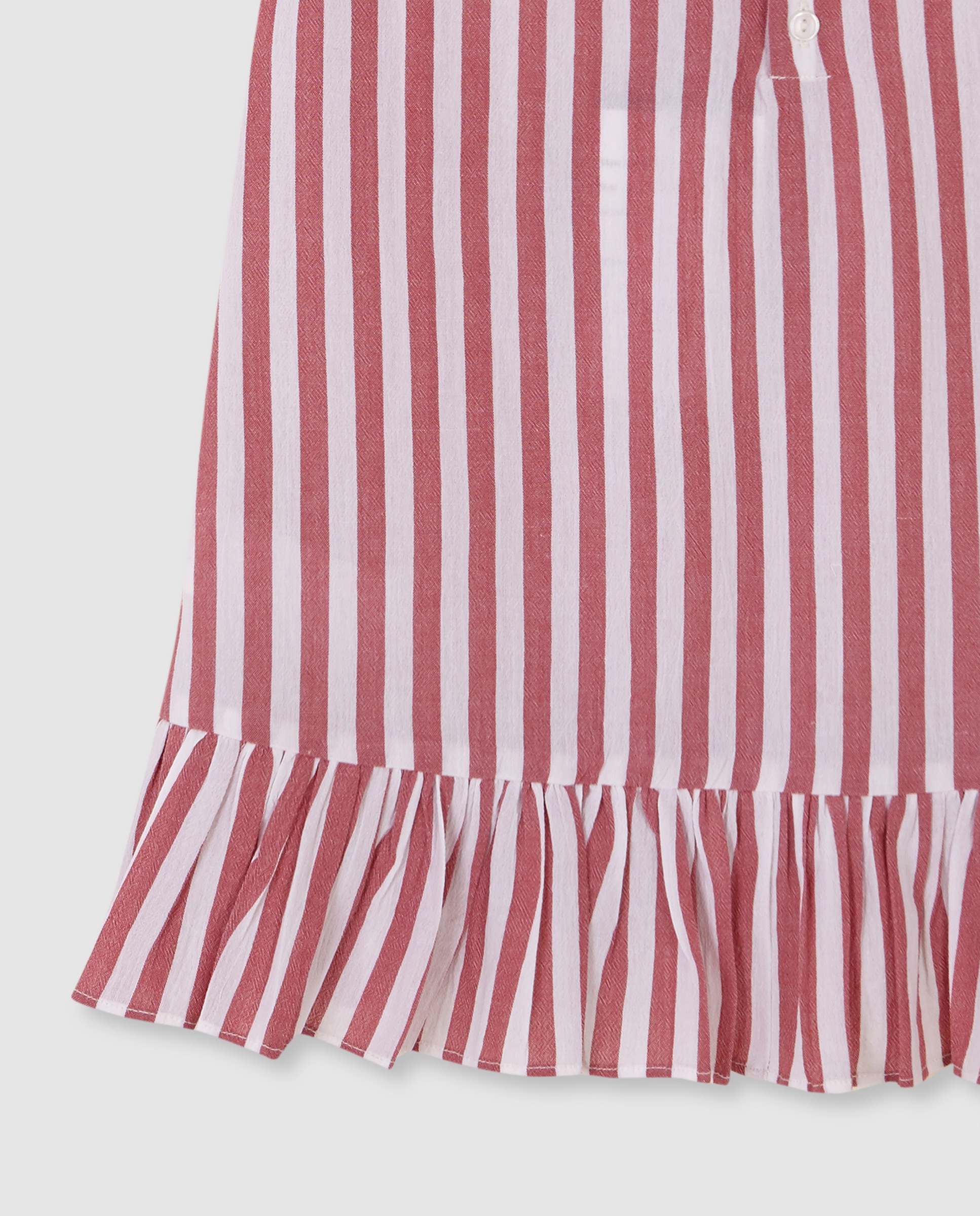 Vestido Infantil em Bambula Às Riscas Gocco Branco-4