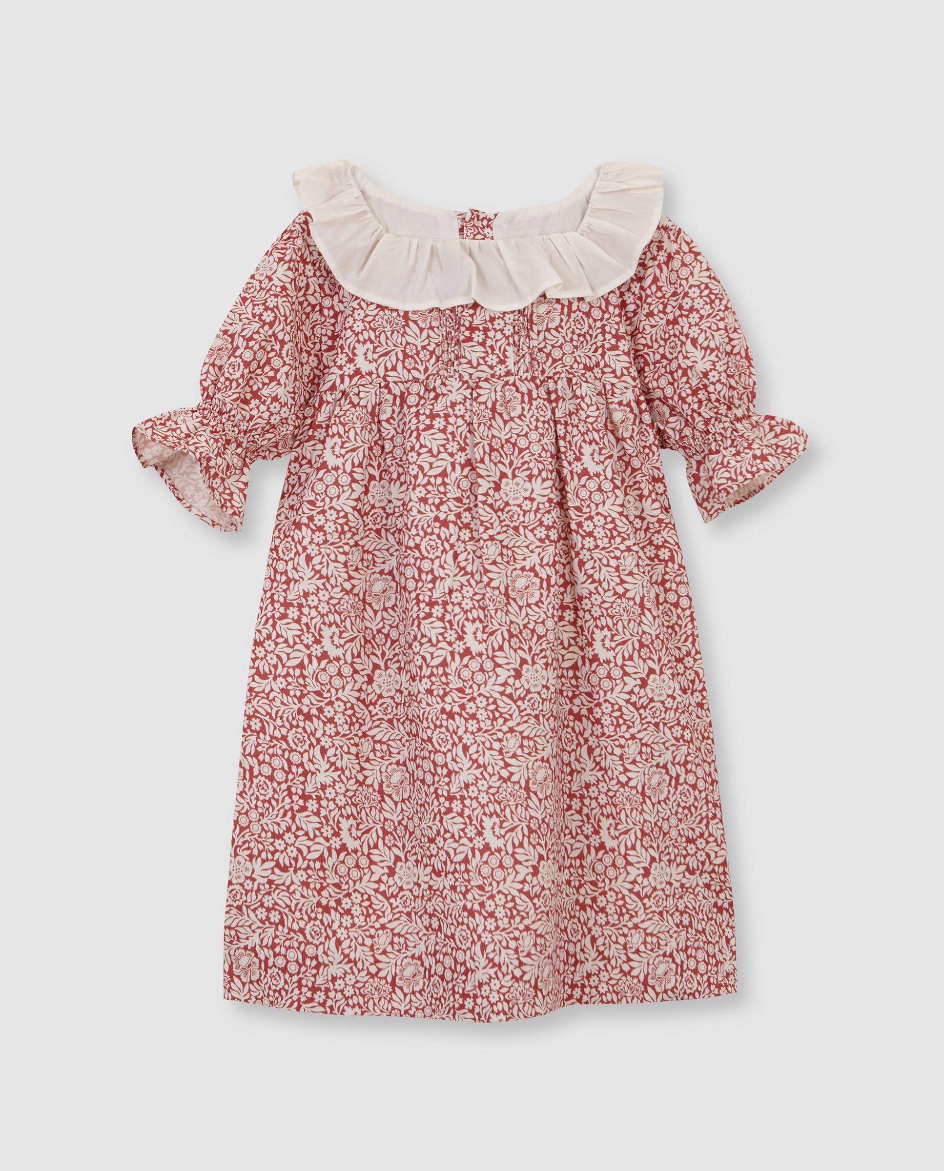 Vestido de Linho Infantil Estampado Gocco Rosa / Branco-3