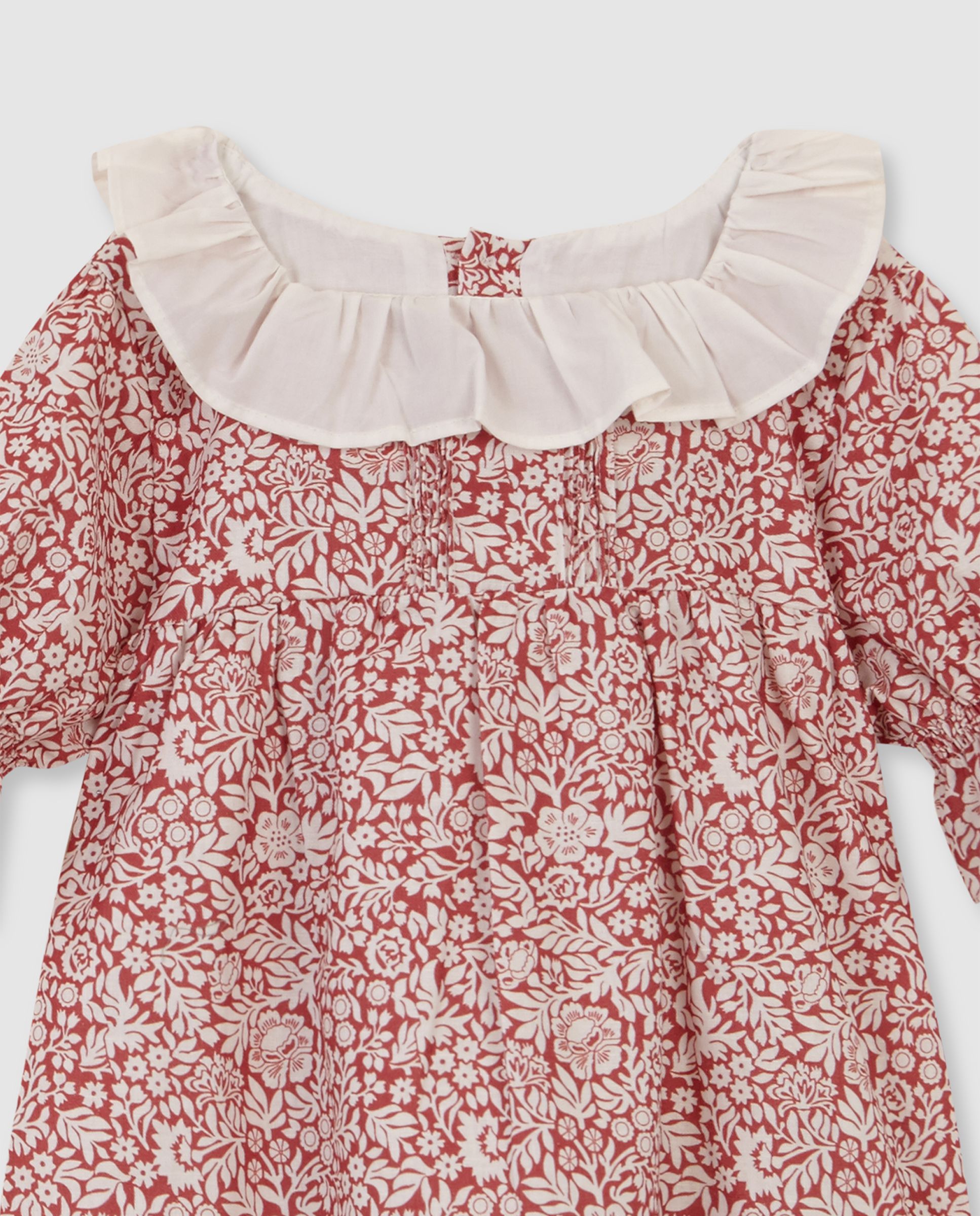 Vestido de Linho Infantil Estampado Gocco Rosa / Branco-5