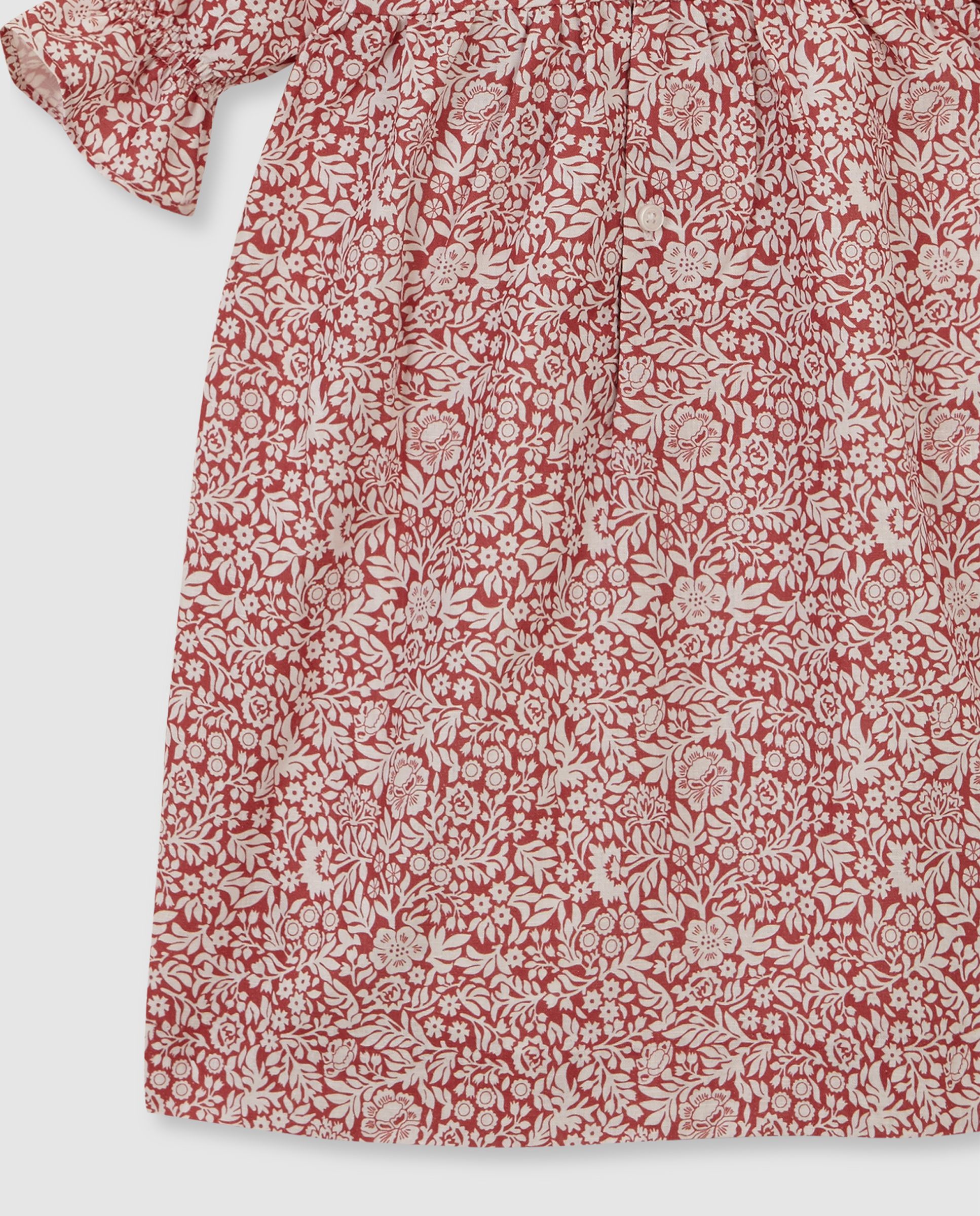 Vestido de Linho Infantil Estampado Gocco Rosa / Branco-6