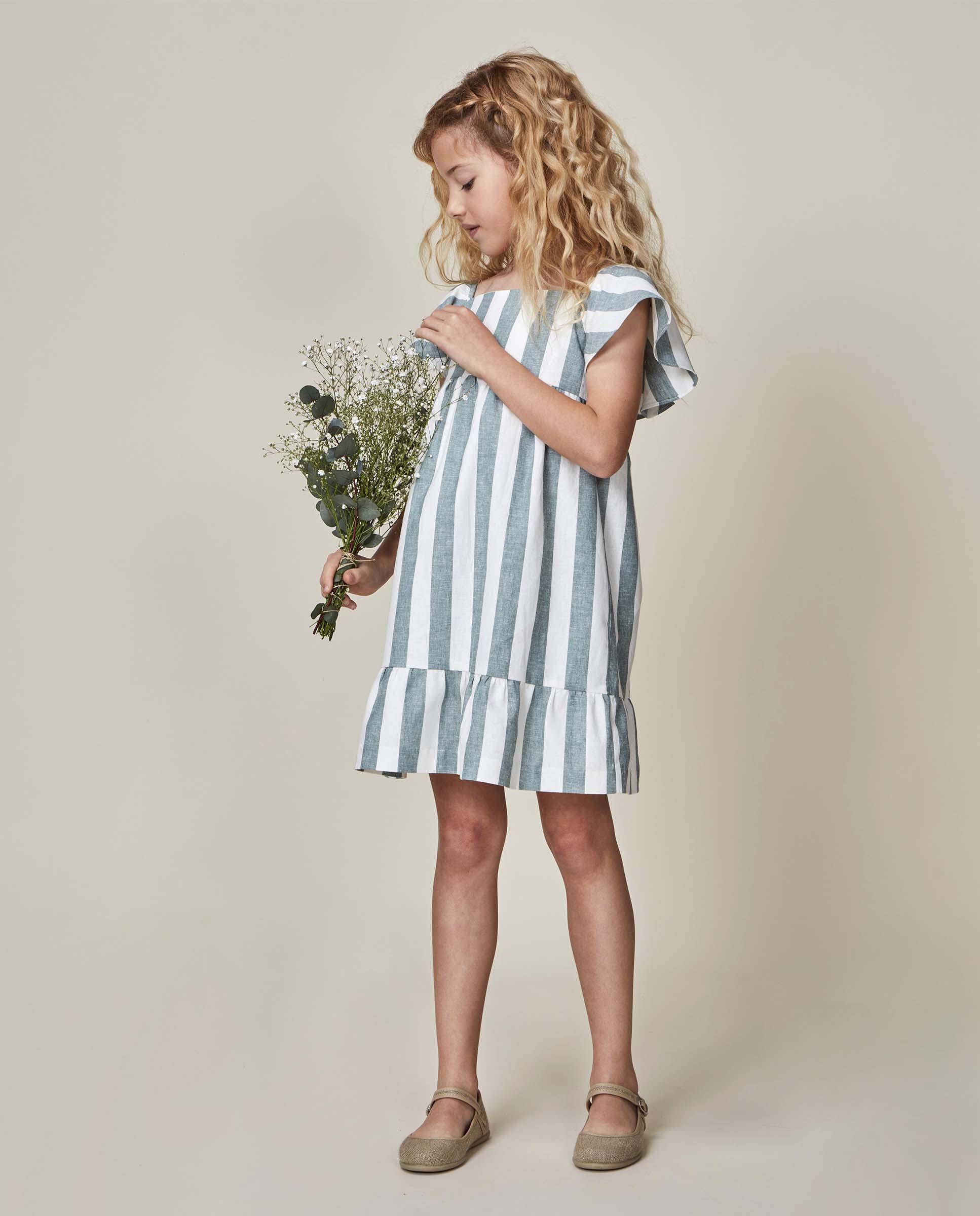 Imagem 0 de Vestido de Linho Às Riscas Infantil