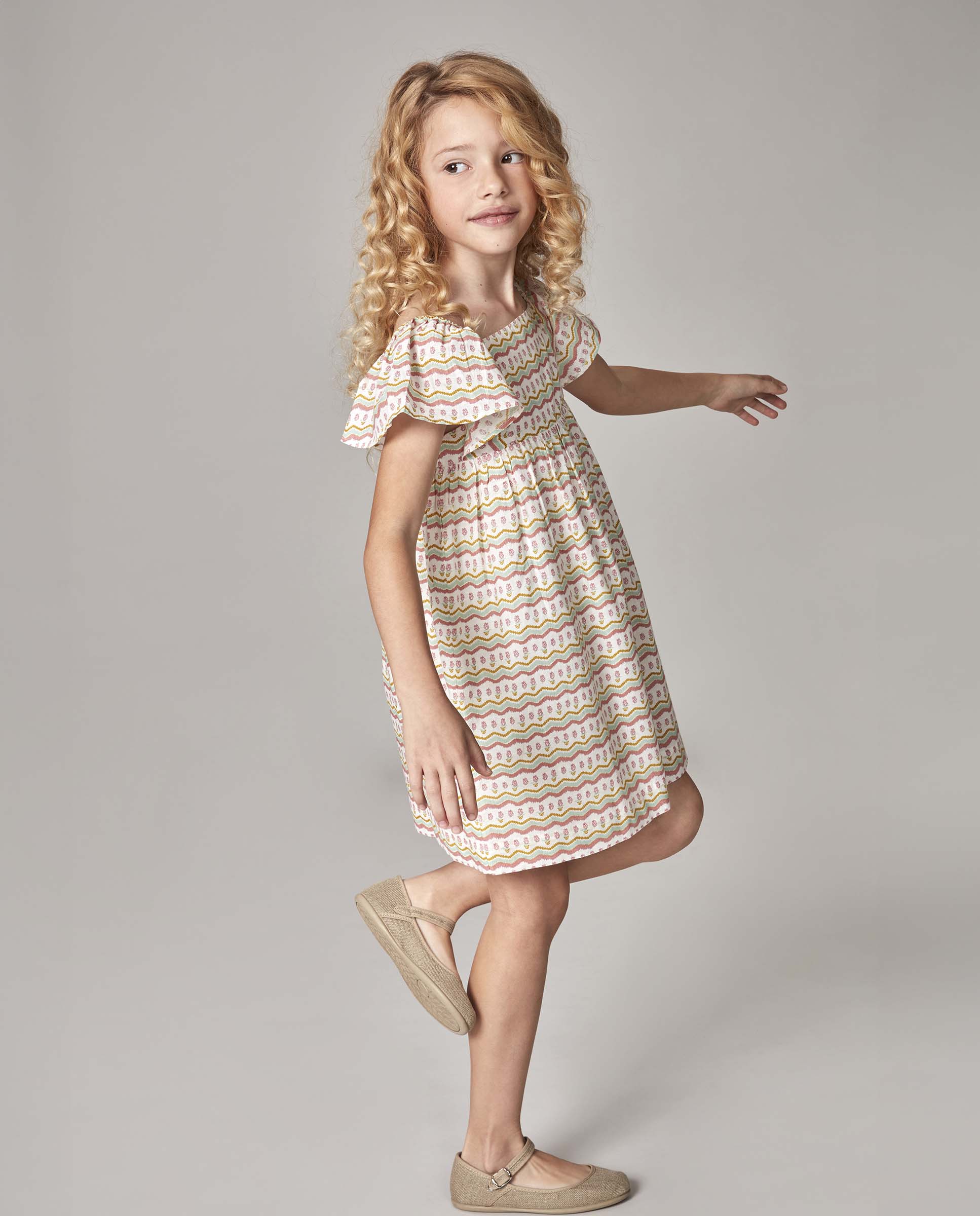 Vestido Infantil com Print Ikat Gocco Branco-marfim-2