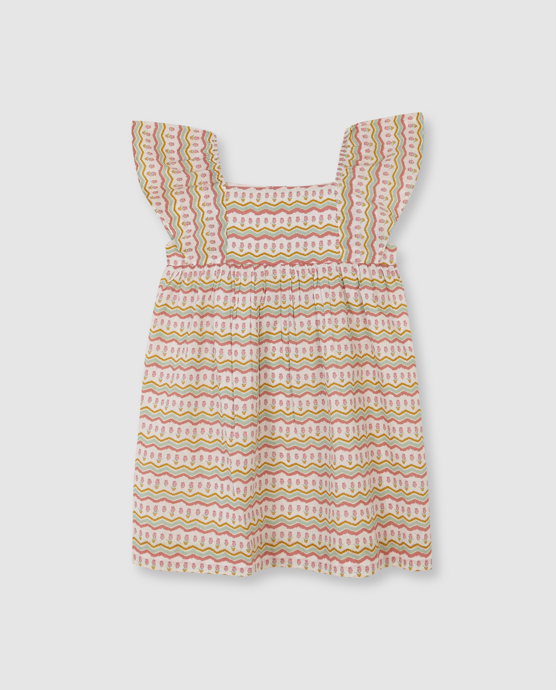 Vestido Infantil com Print Ikat Gocco Branco-marfim-3