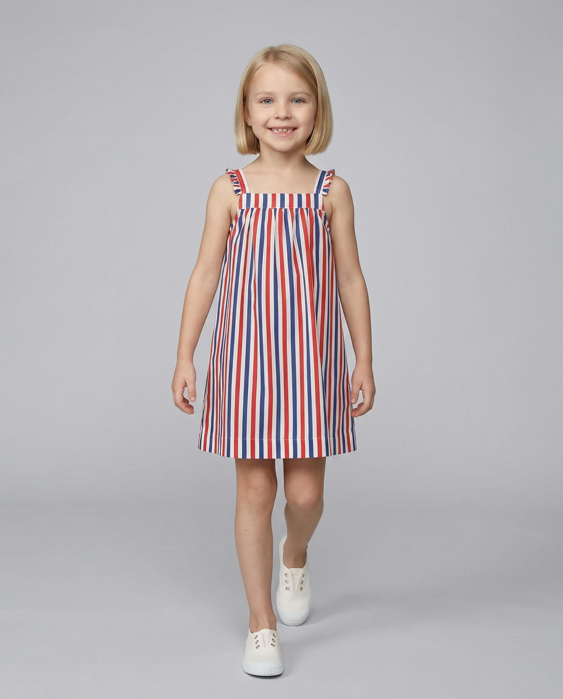 Vestido Infantil Às Riscas Gocco Branco-5