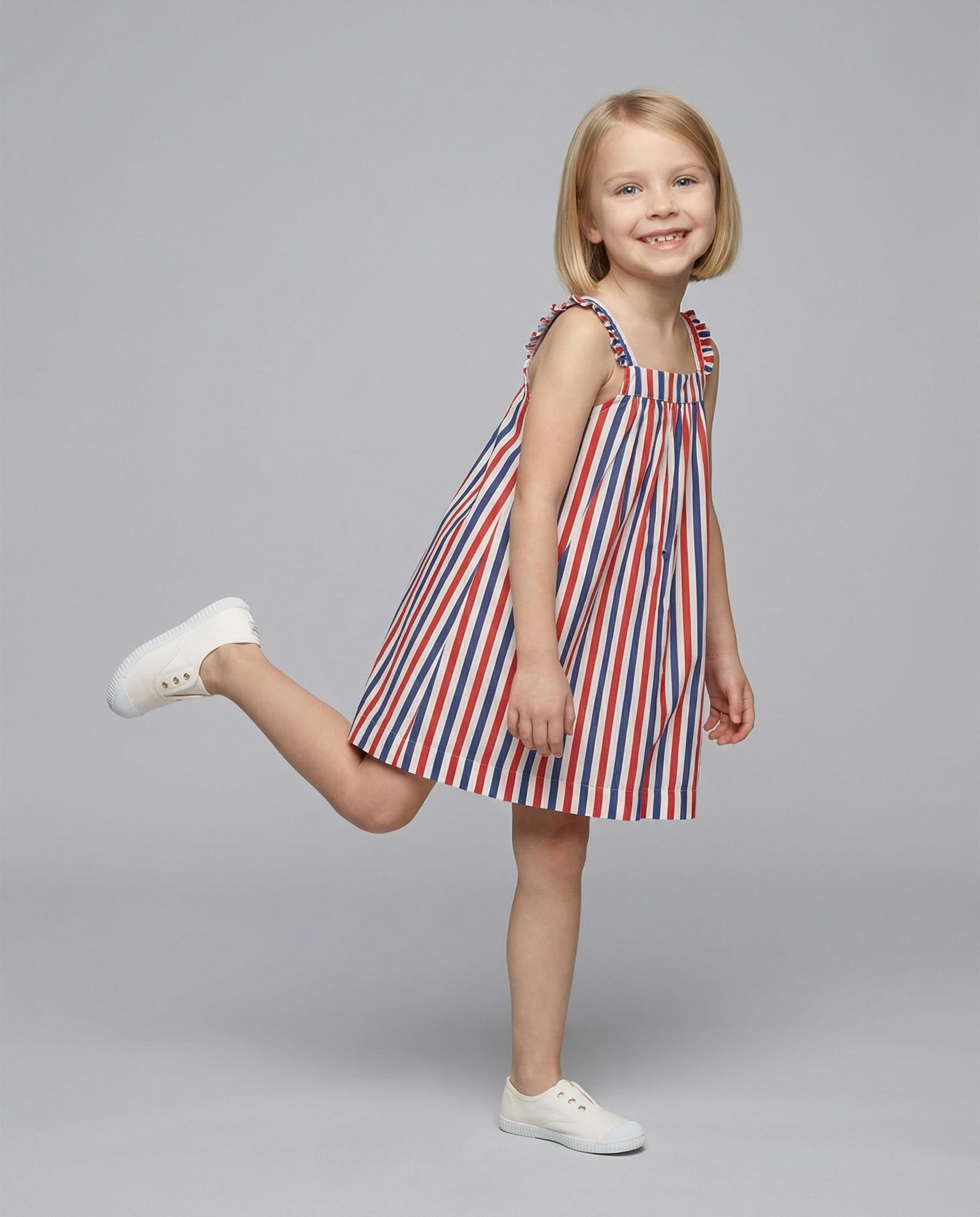 Vestido Infantil Às Riscas Gocco Branco-6