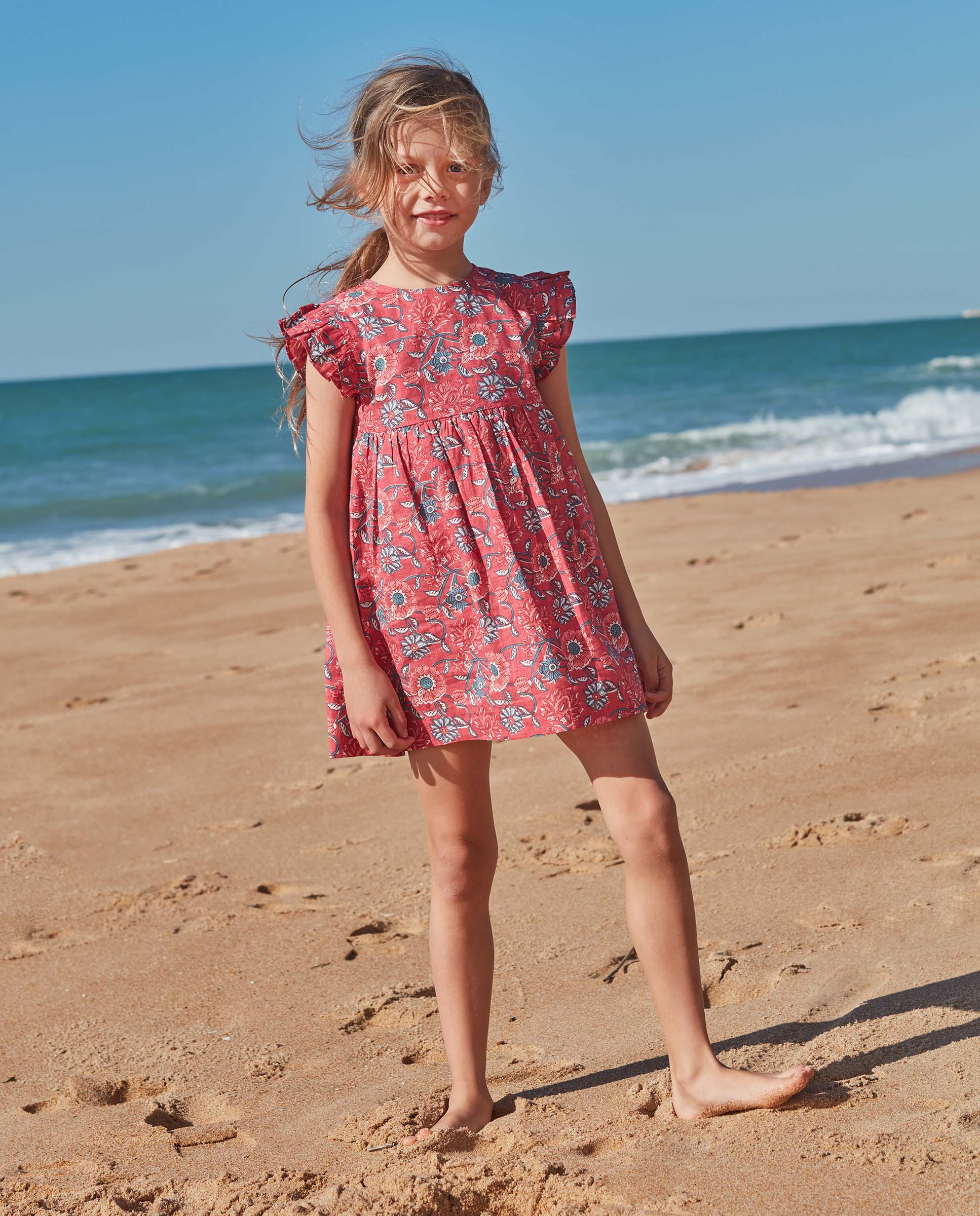 Vestido Infantil Estampado de Flores Gocco Rosa-5