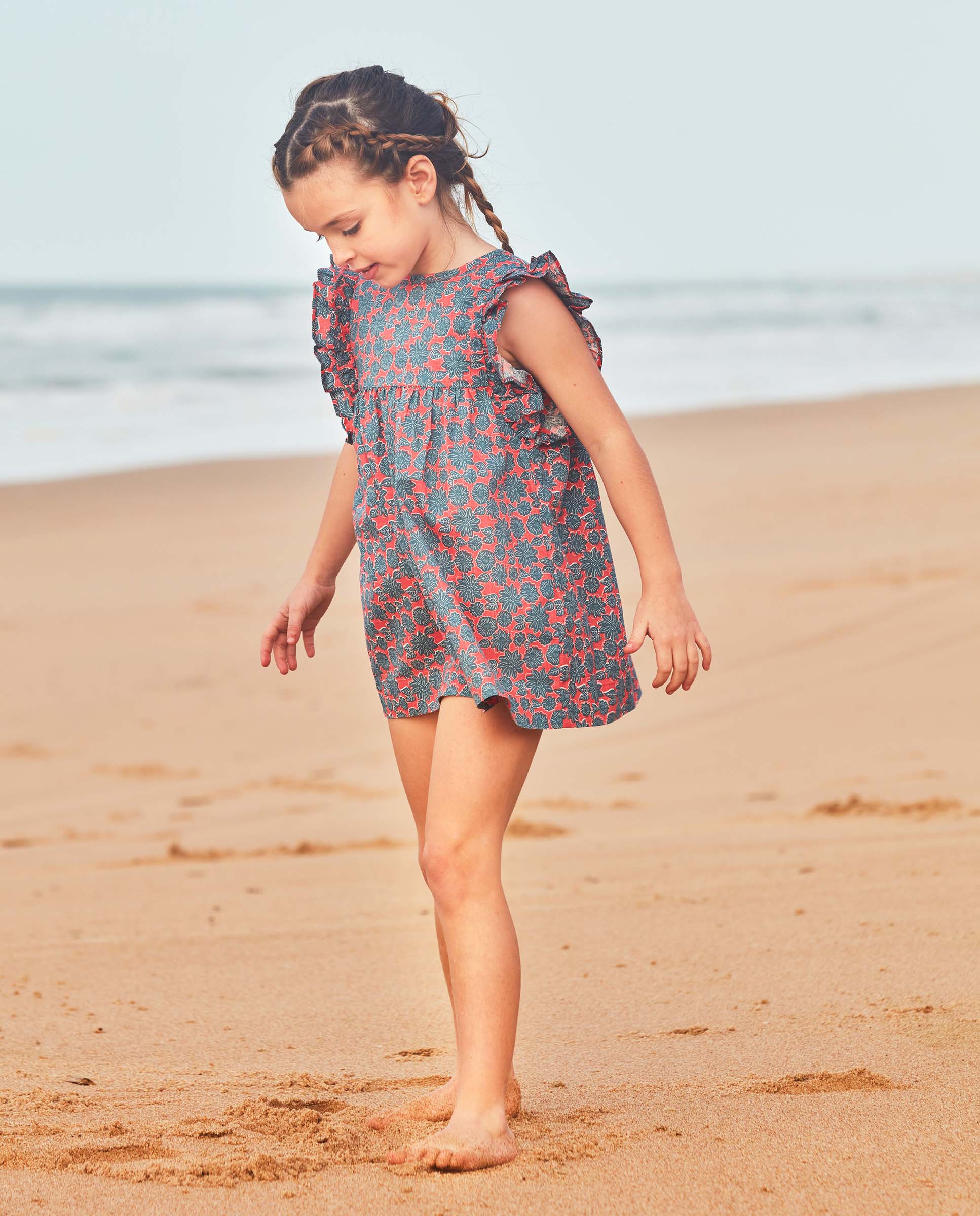 Vestido Infantil com Flor Grande Gocco Rosa-5