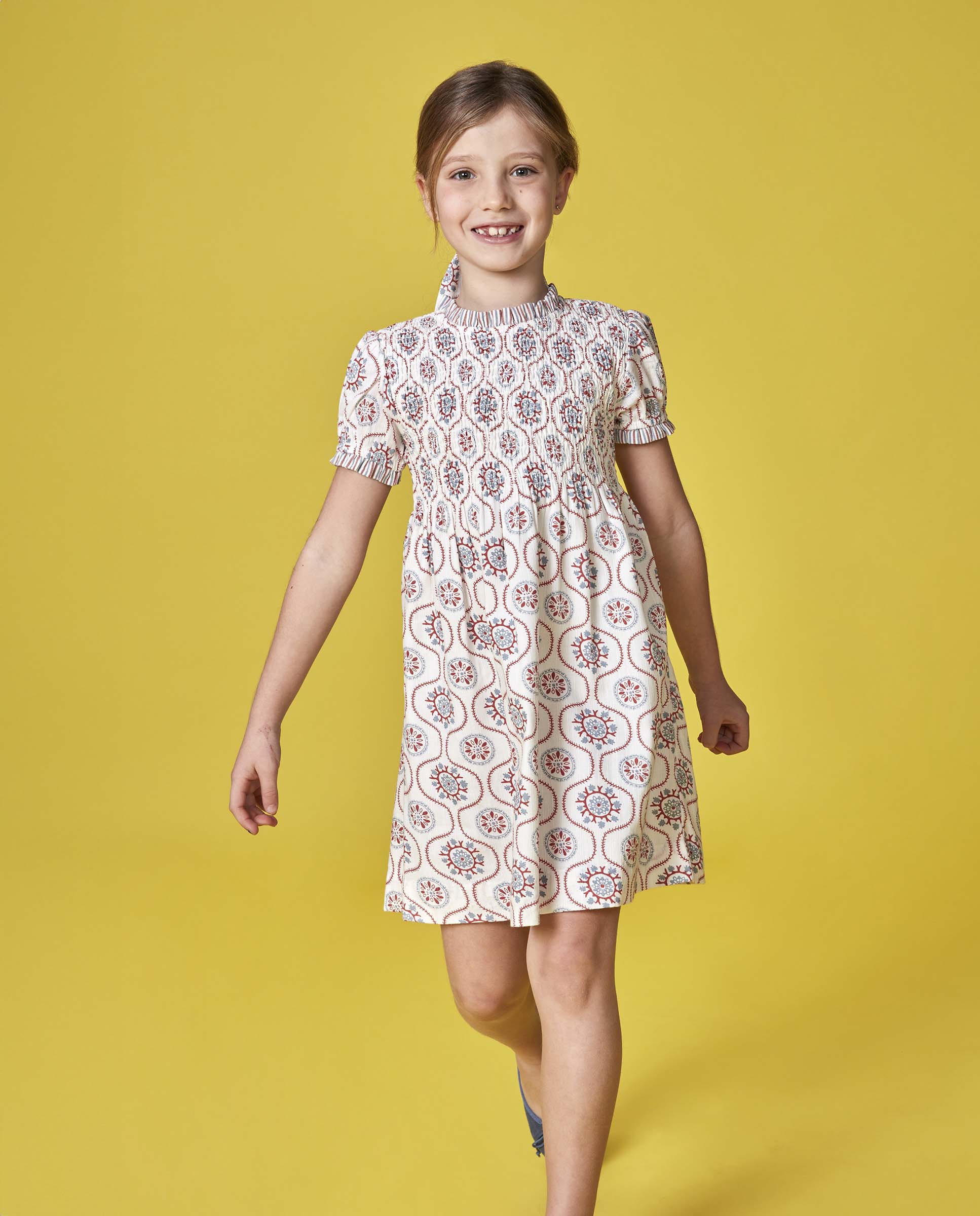 Vestido Infantil com Tecidos em Contraste Gocco Branco-marfim-5