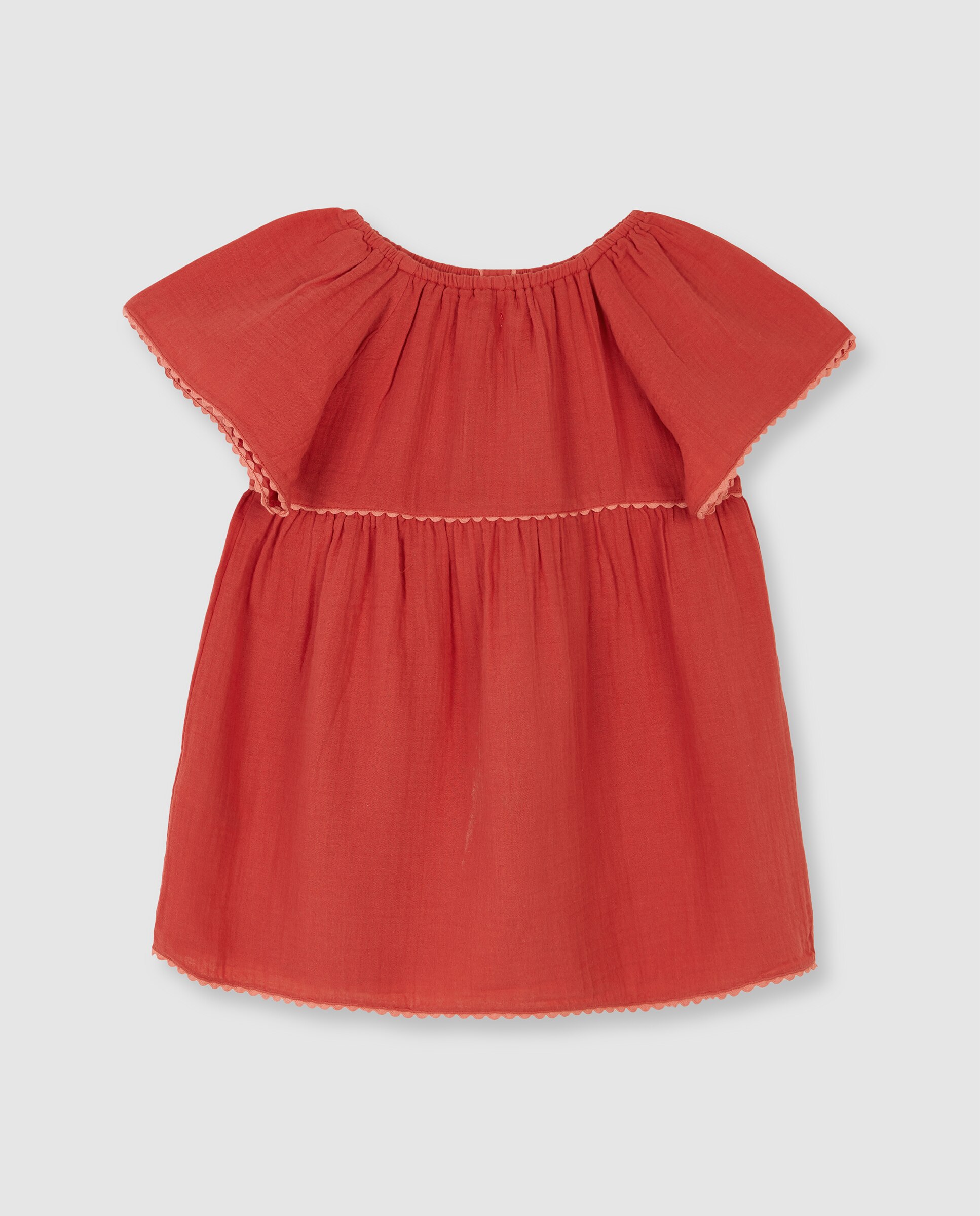 Vestido Infantil com Ric Rac em Contraste Gocco Laranja-2