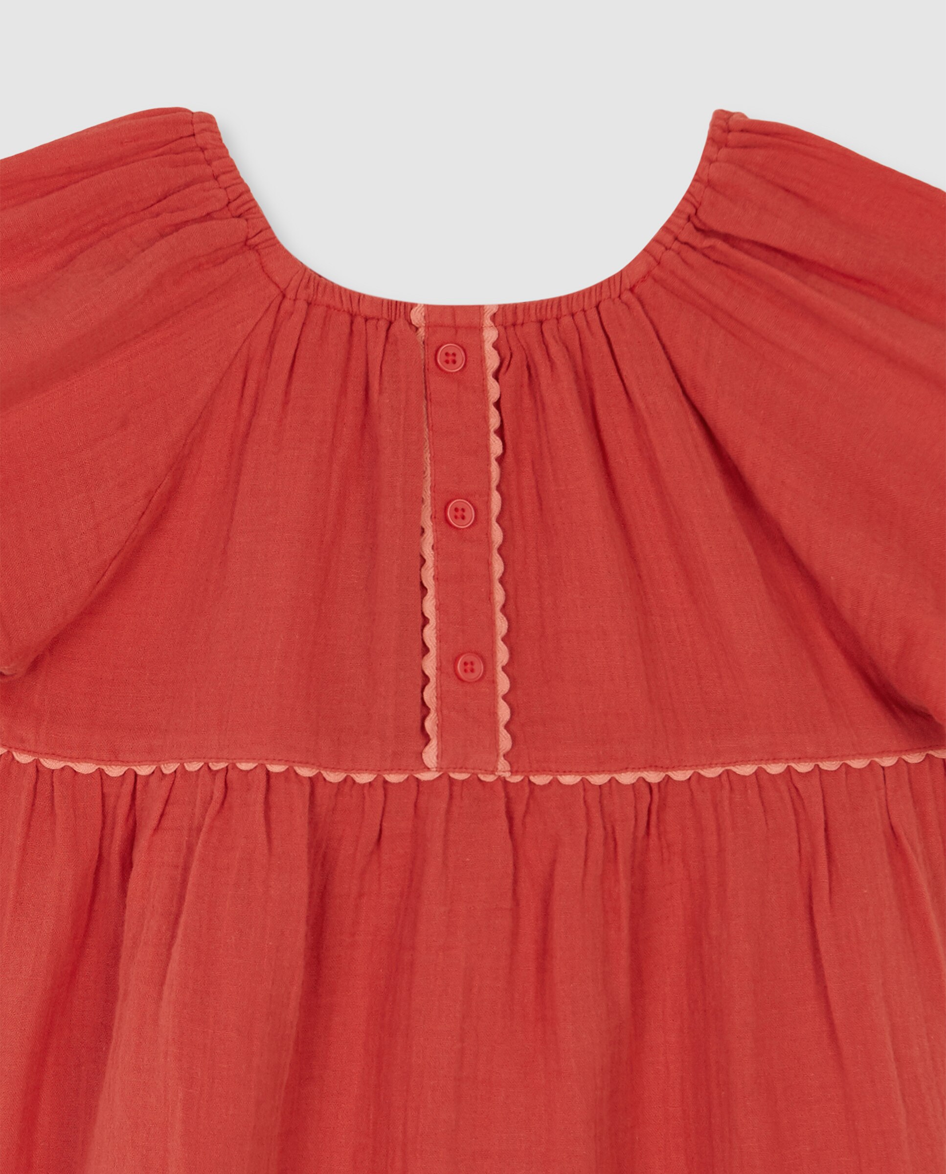 Vestido Infantil com Ric Rac em Contraste Gocco Laranja-3