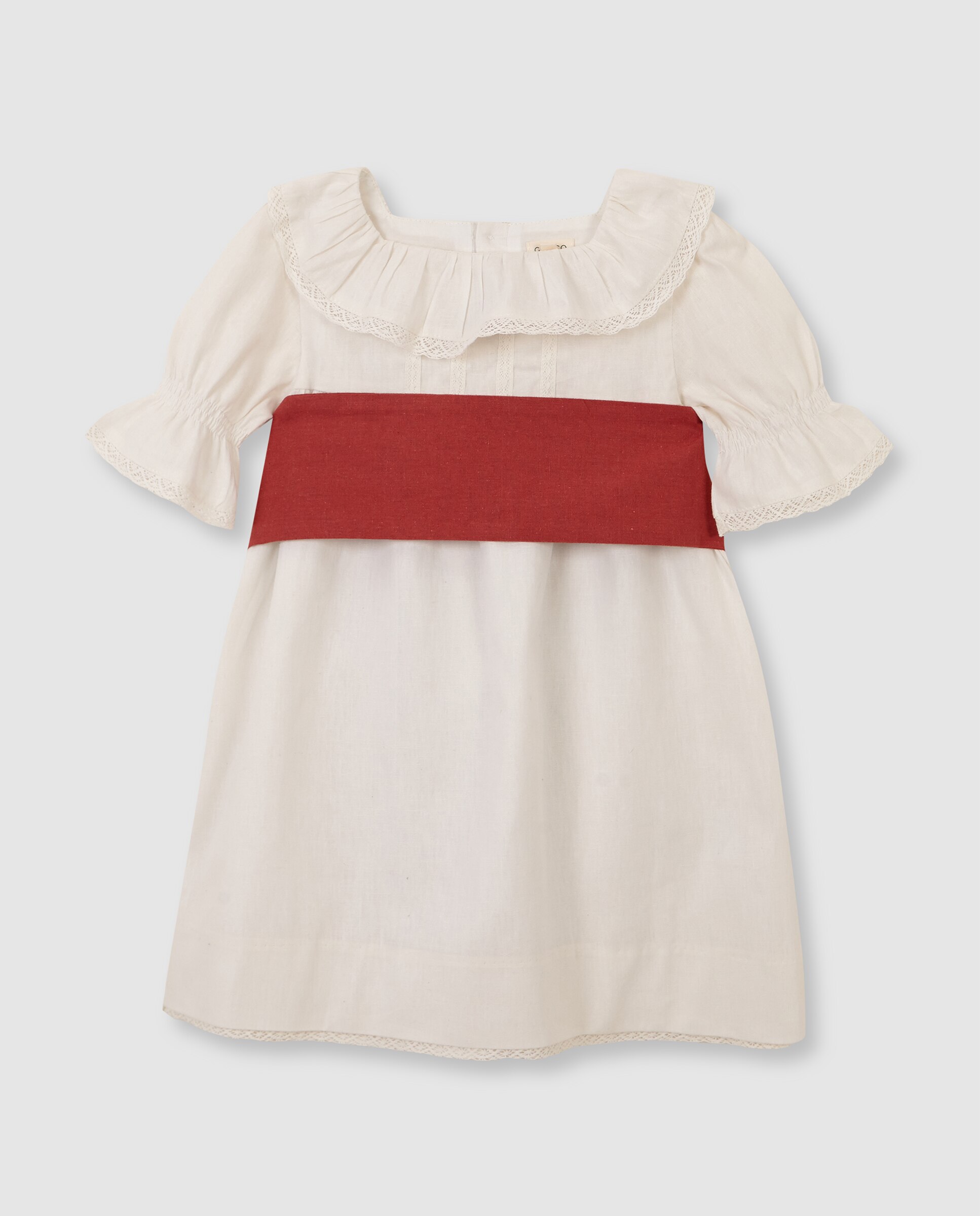Faixa Infantil de Linho para Vestidos Coral-4