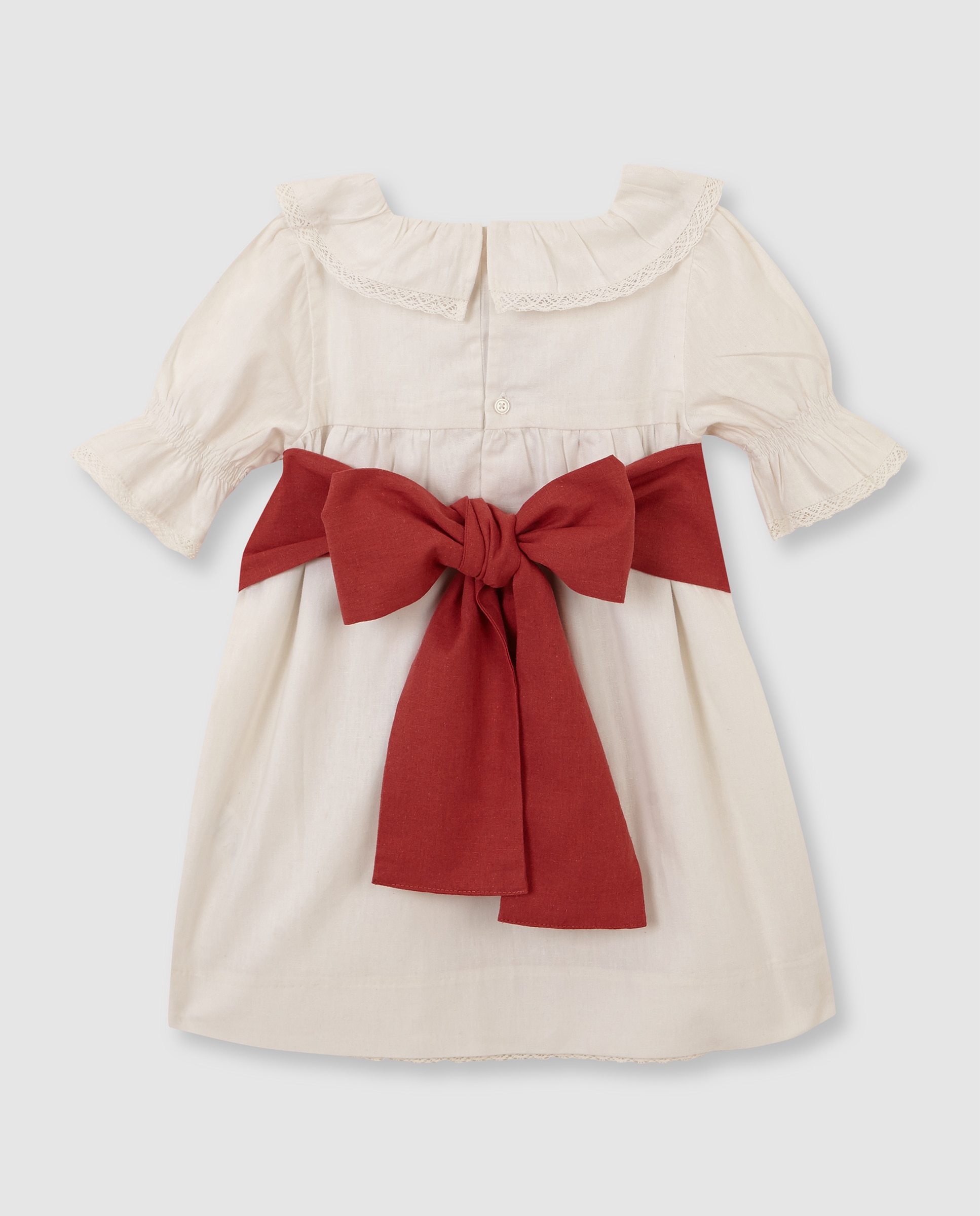 Faixa Infantil de Linho para Vestidos Coral-5