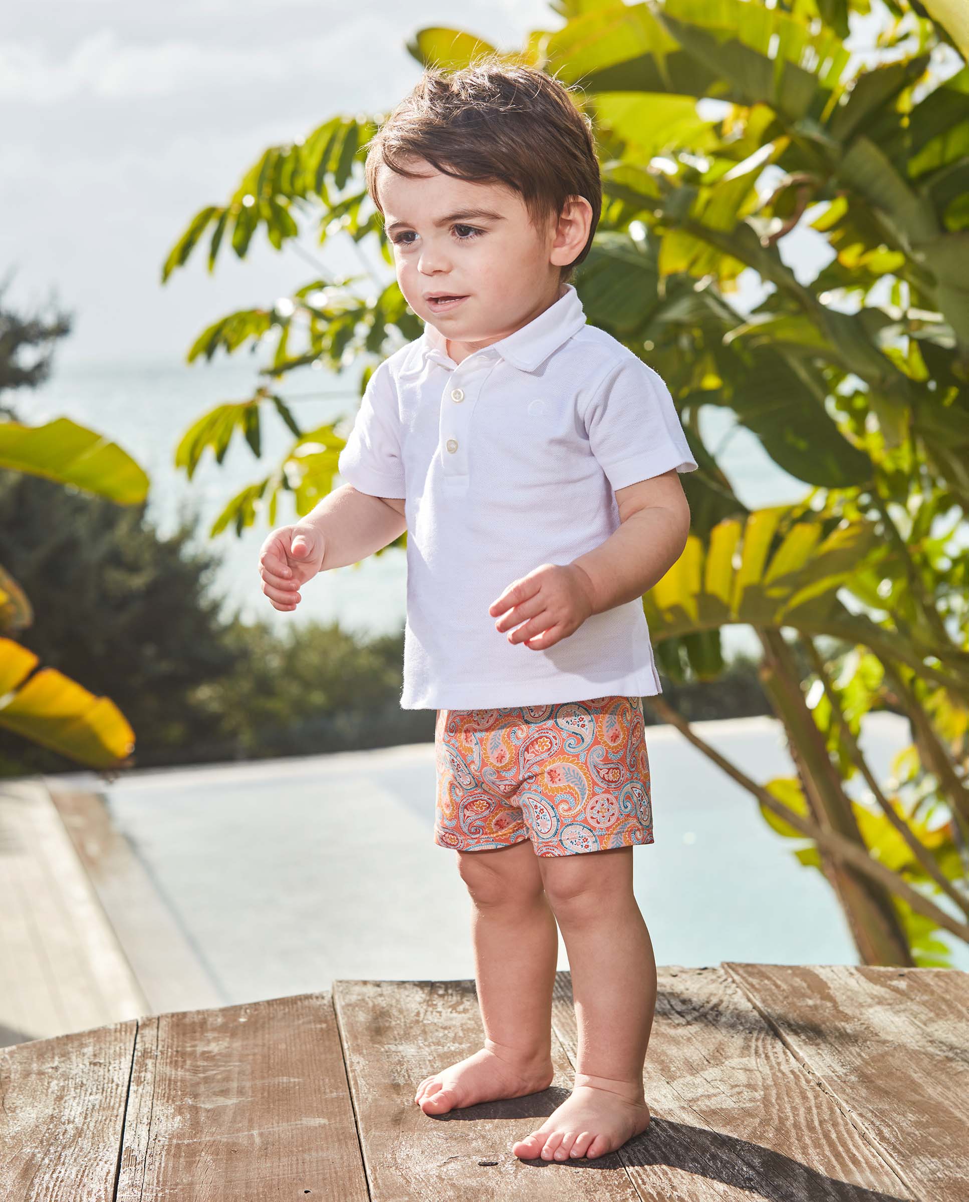 Fato de Banho para Bebé Estampado Paisley Gocco Laranja-6