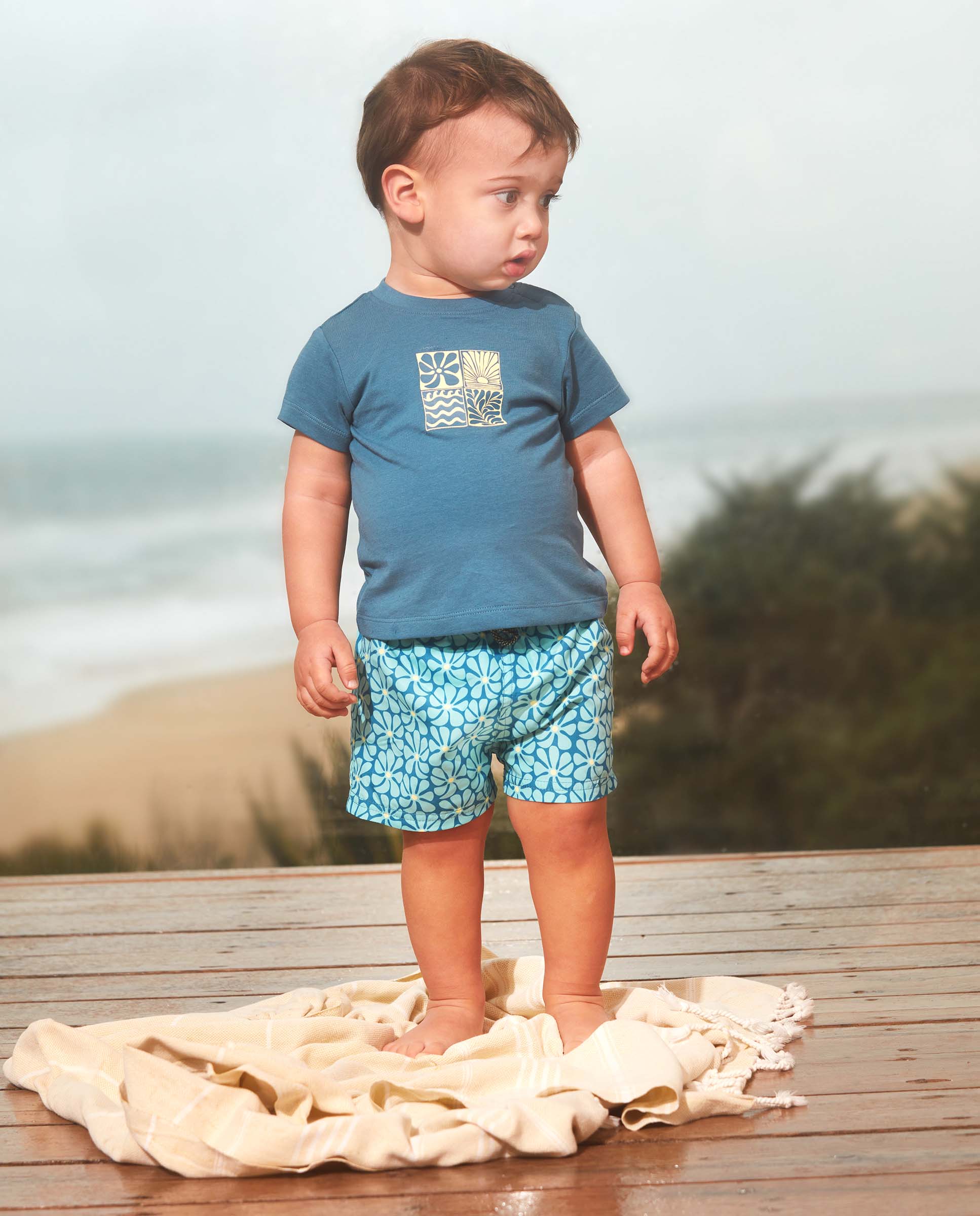 Fato de Banho para Bebé com Estampado Retro Azul-5