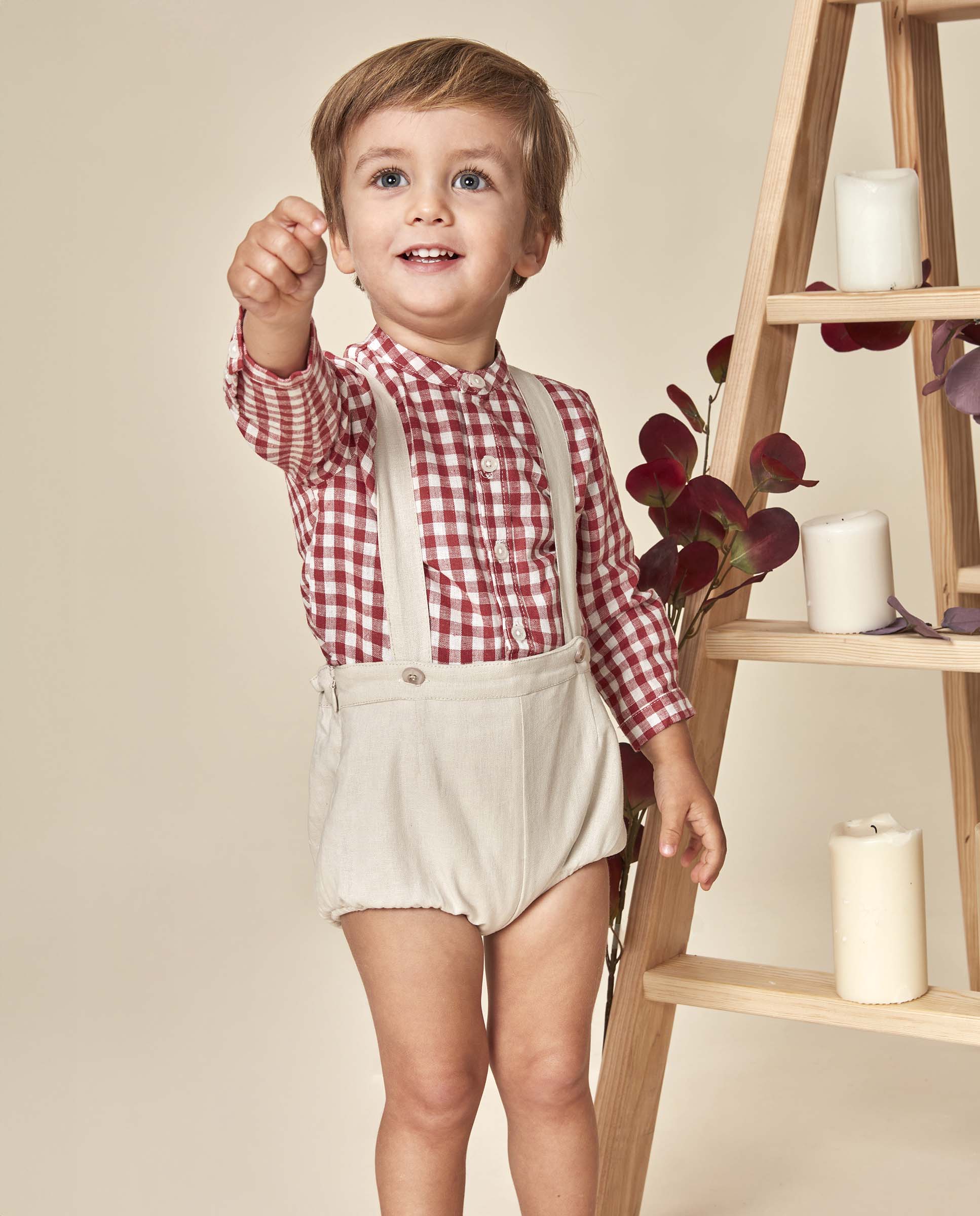 Imagem 0 de Camisa de Linho para Bebé Gola À Padre Aos Quadrados