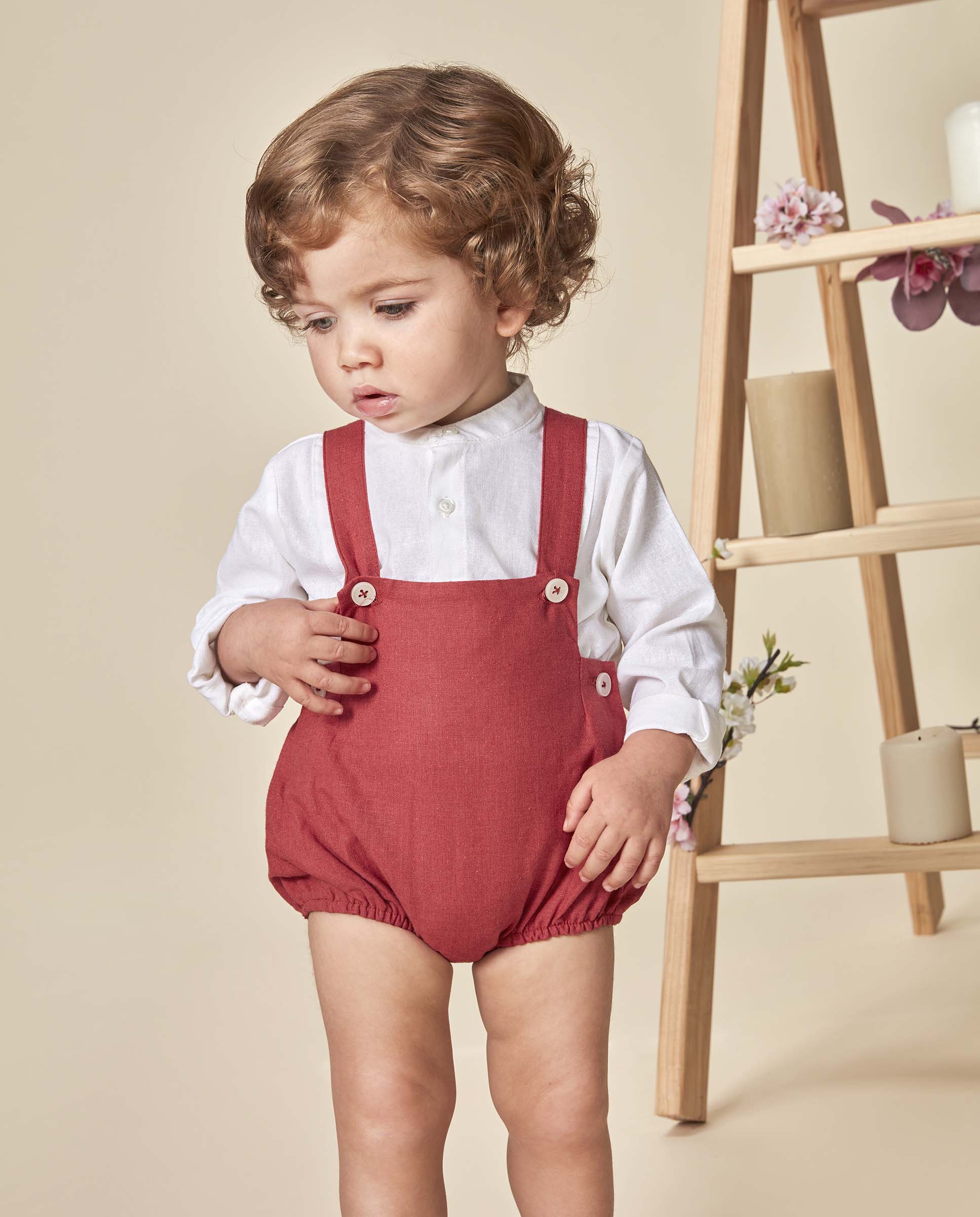 Camisa para Bebé Panadeira em Linho Branco-marfim-2
