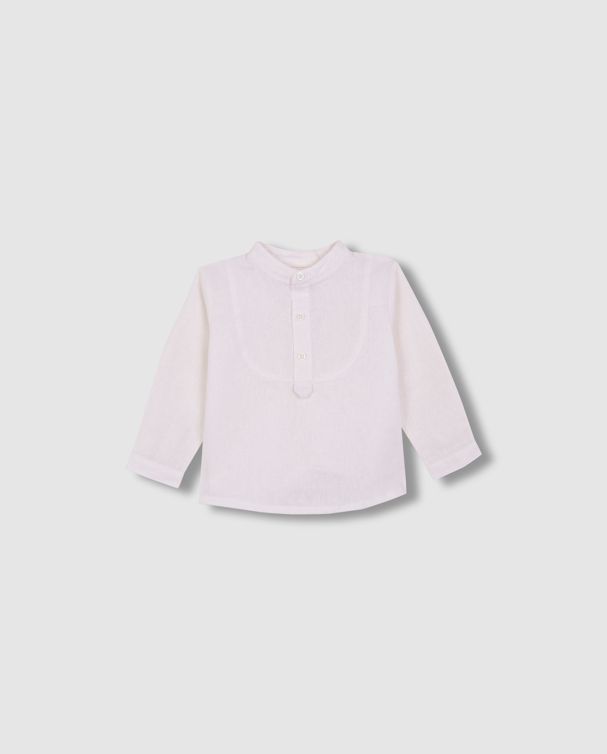 Camisa para Bebé Panadeira em Linho Branco-marfim-3