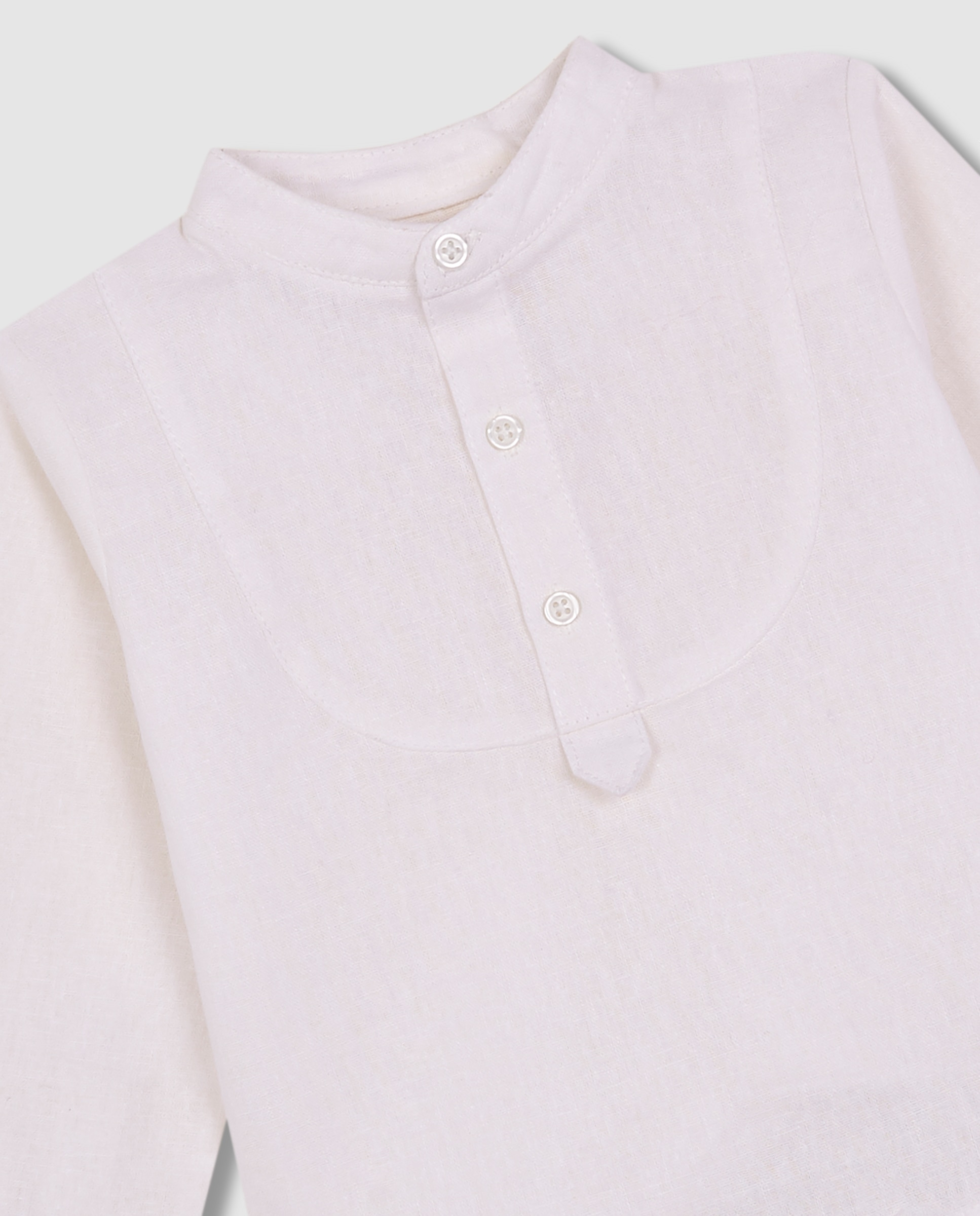 Camisa para Bebé Panadeira em Linho Branco-marfim-5