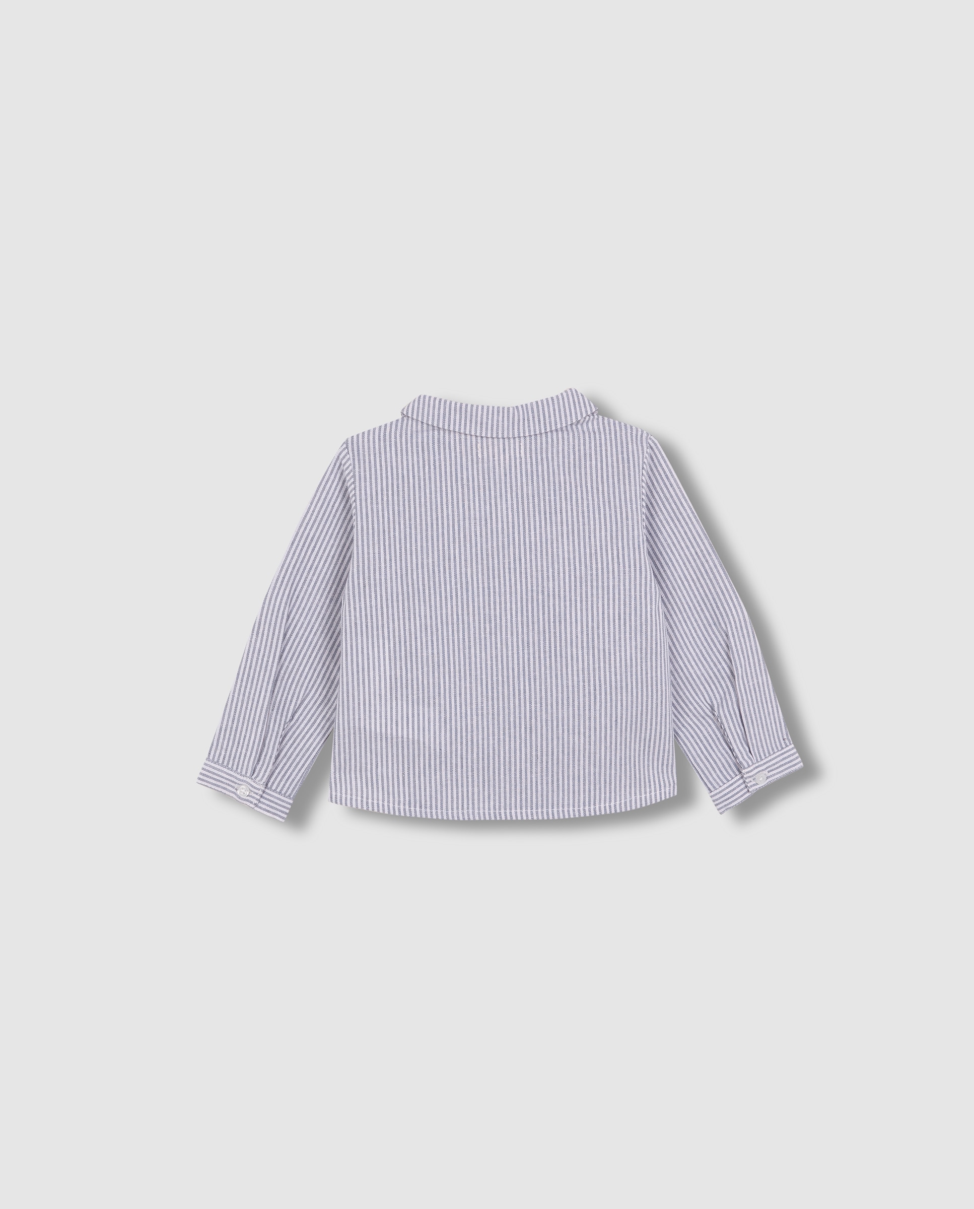Camisa de Linho para Bebé Às Riscas Cinzento-claro-4