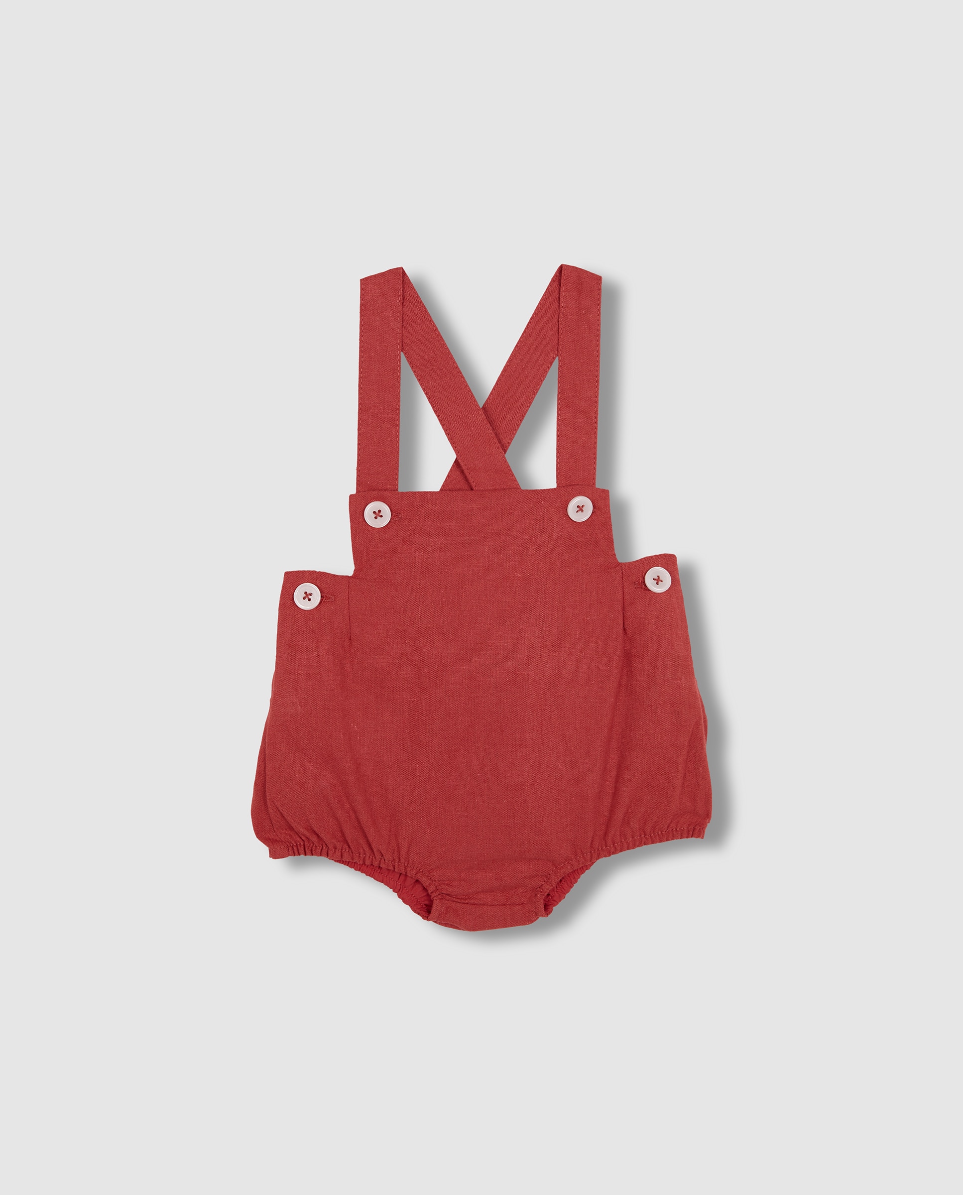 Bombacho para Bebé de Linho com Alças Rosa-3