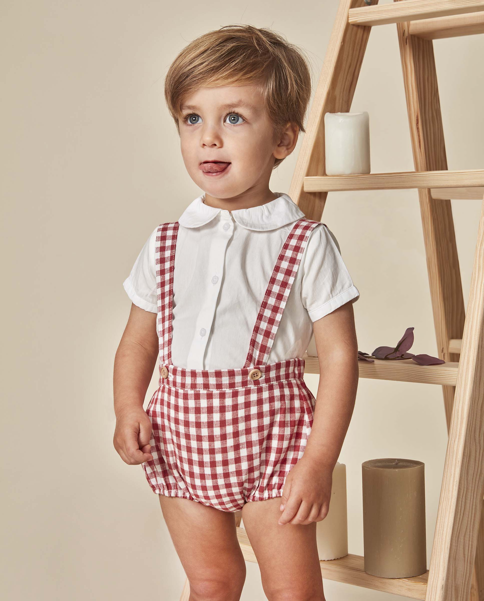 Bombacho para Bebé de Linho com Alças Rosa-2