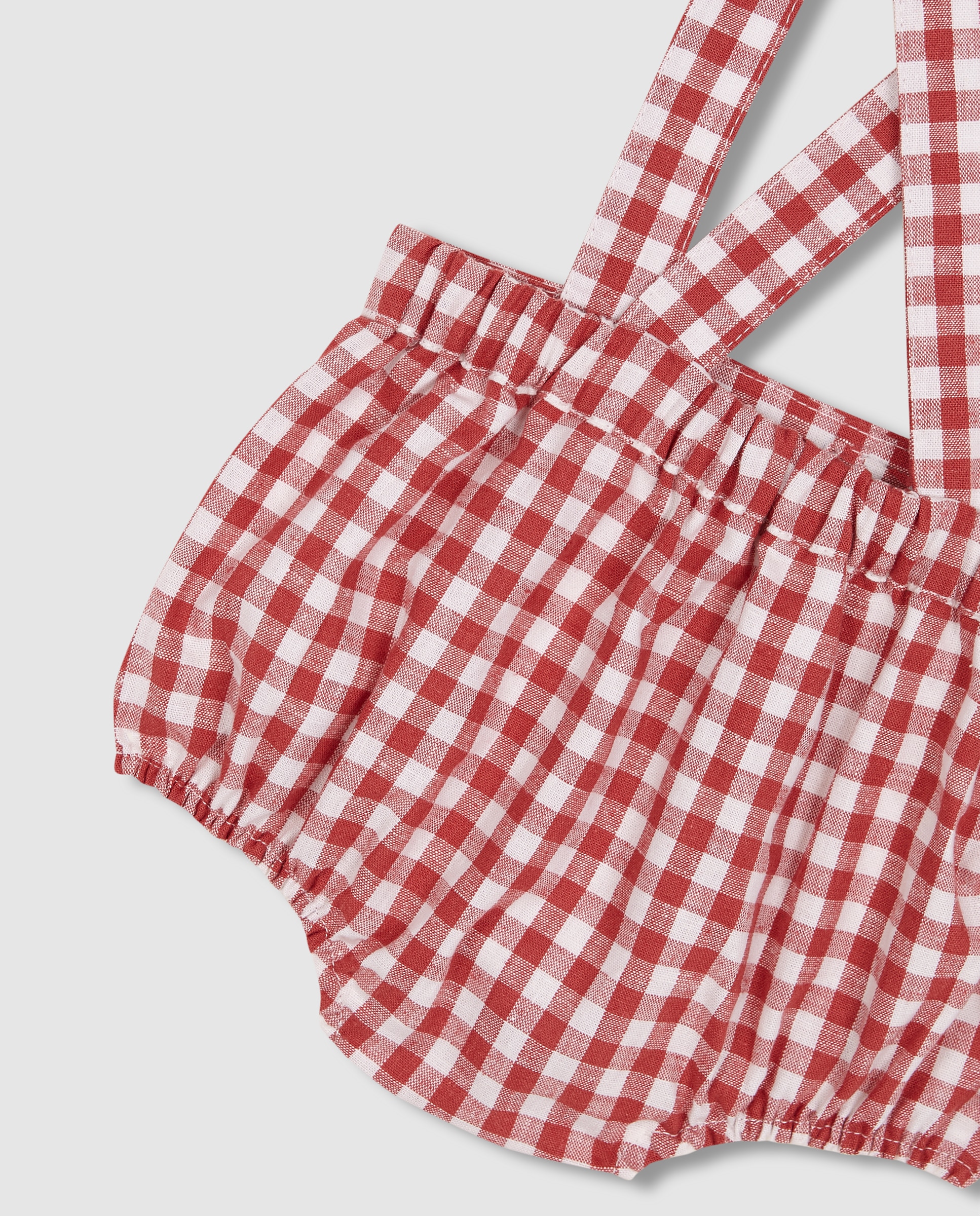 Bombacho para Bebé de Linho com Alças Rosa-6