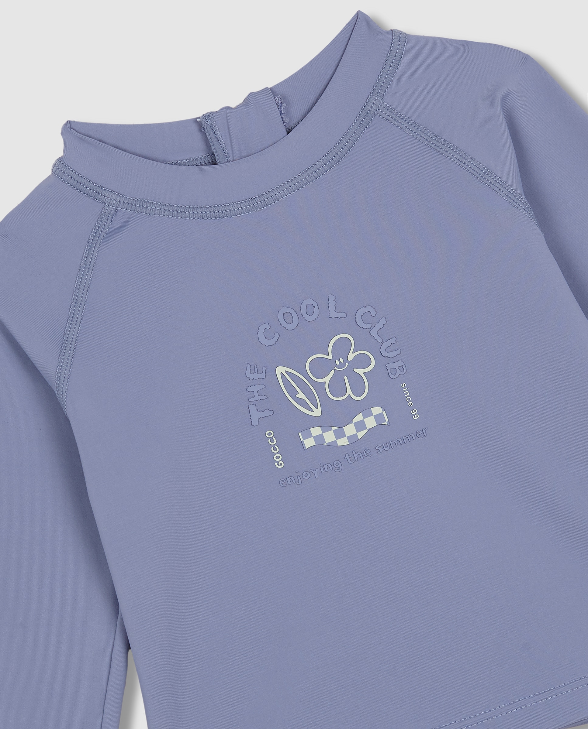 T-shirt para Bebé de Banho com Proteção Solar de Manga Comprida Azul-celeste-3