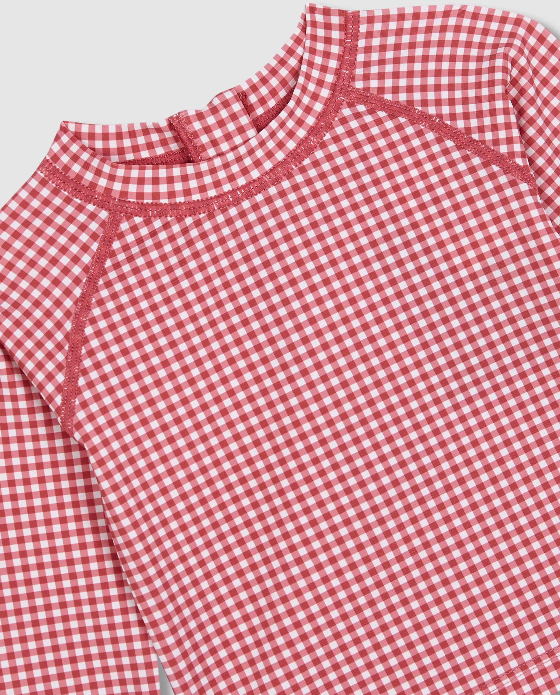T-shirt para Bebé Proteção Solar de Manga Comprida Vichy Gocco Vermelho-3