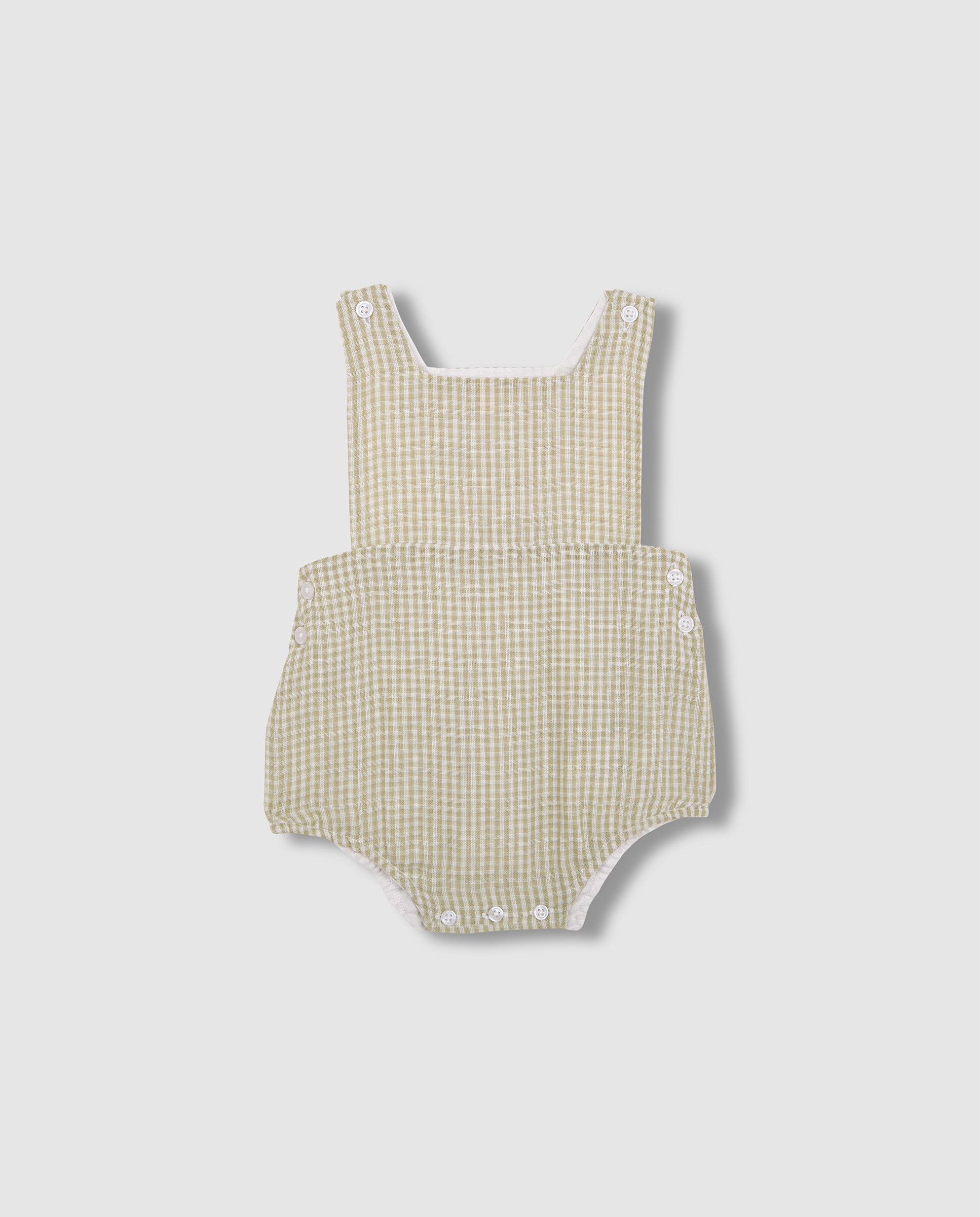 Macacão Curto para Bebé Estampado Vichy Gocco Branco-marfim-3