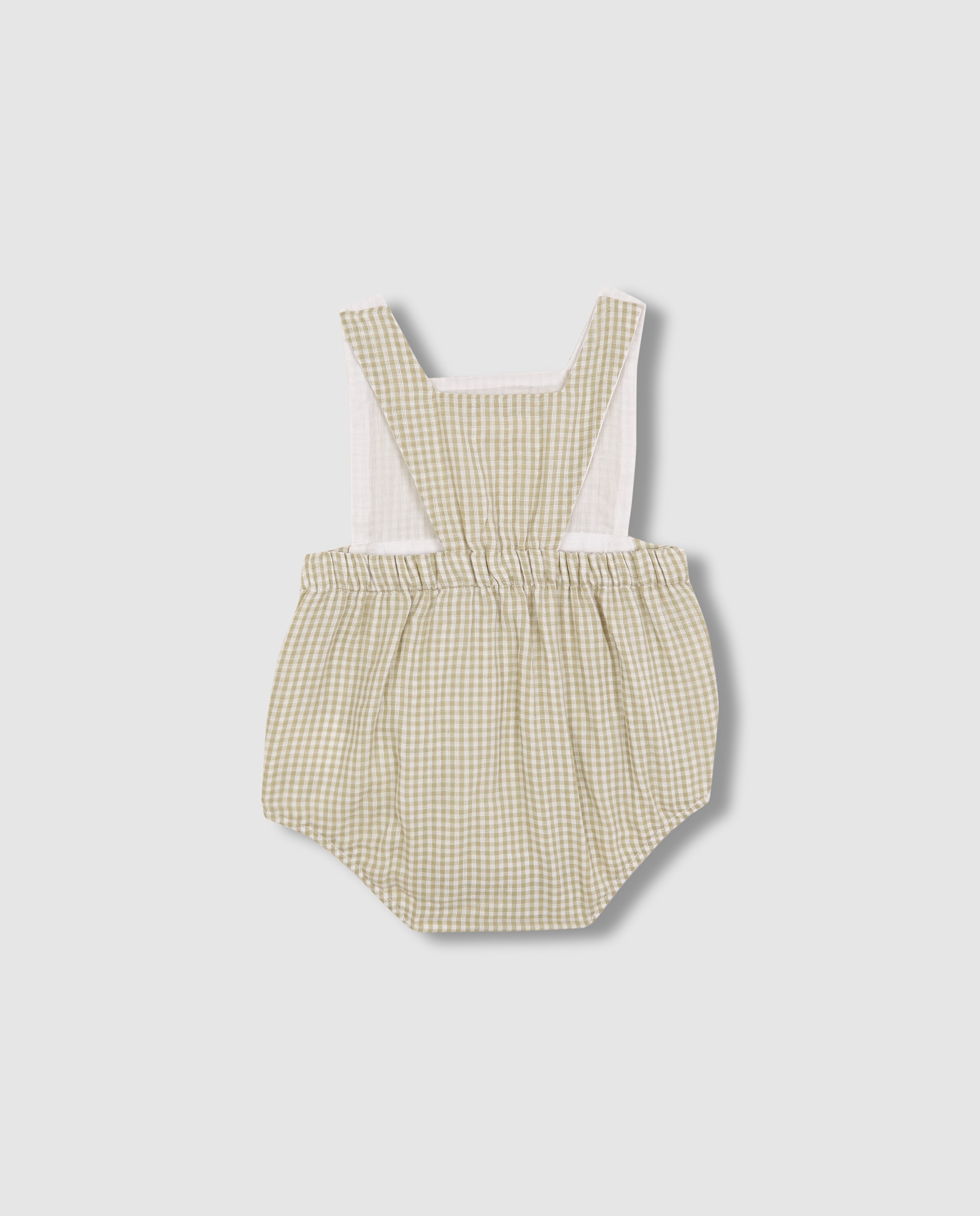 Macacão Curto para Bebé Estampado Vichy Gocco Branco-marfim-4