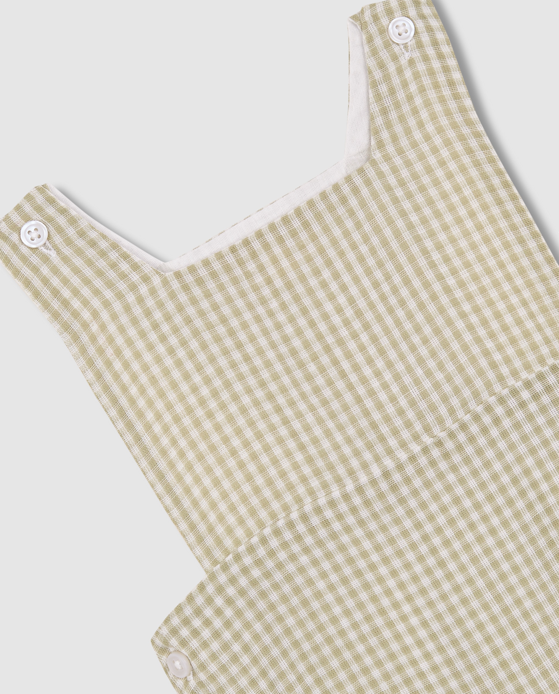 Macacão Curto para Bebé Estampado Vichy Gocco Branco-marfim-5
