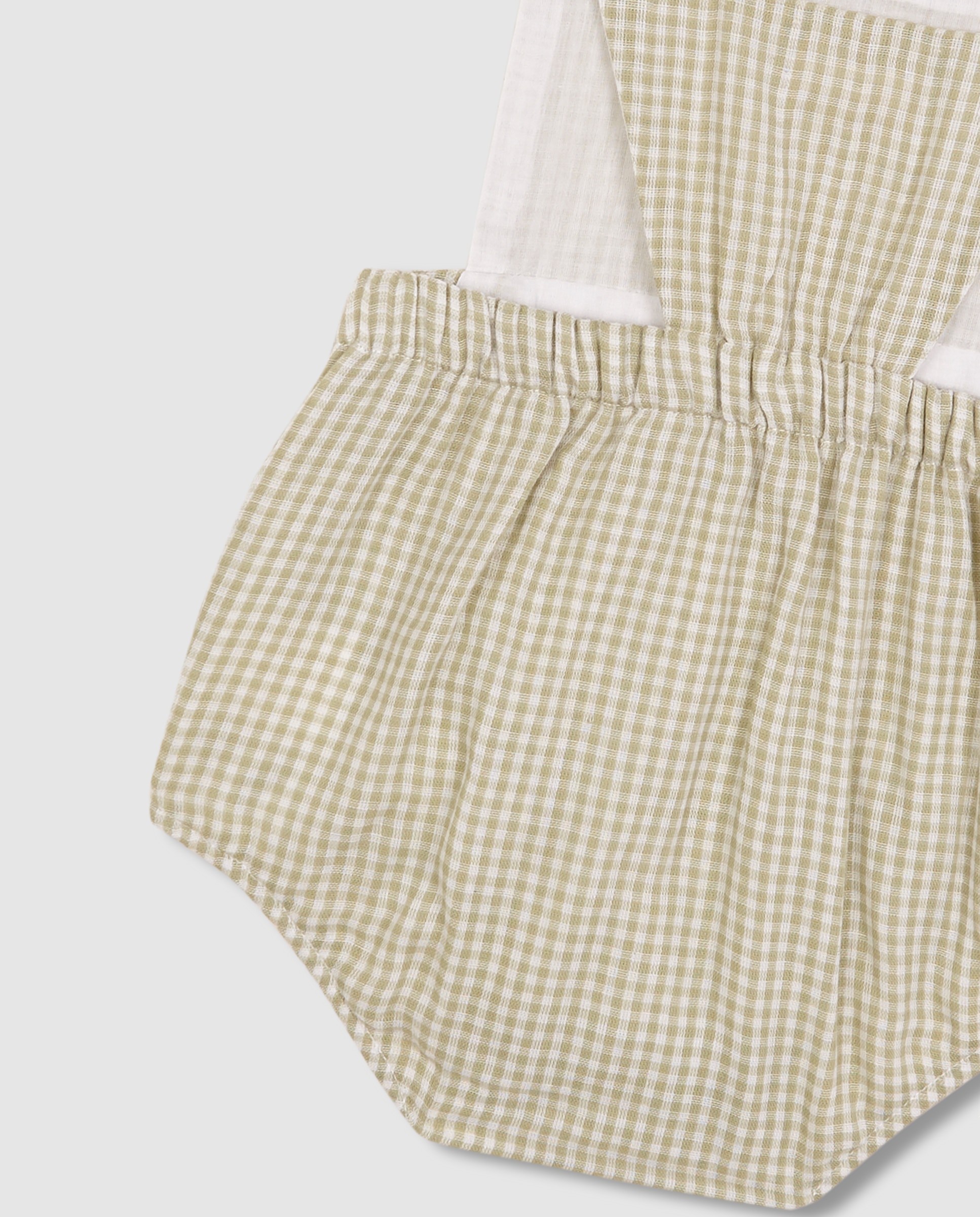 Macacão Curto para Bebé Estampado Vichy Gocco Branco-marfim-6