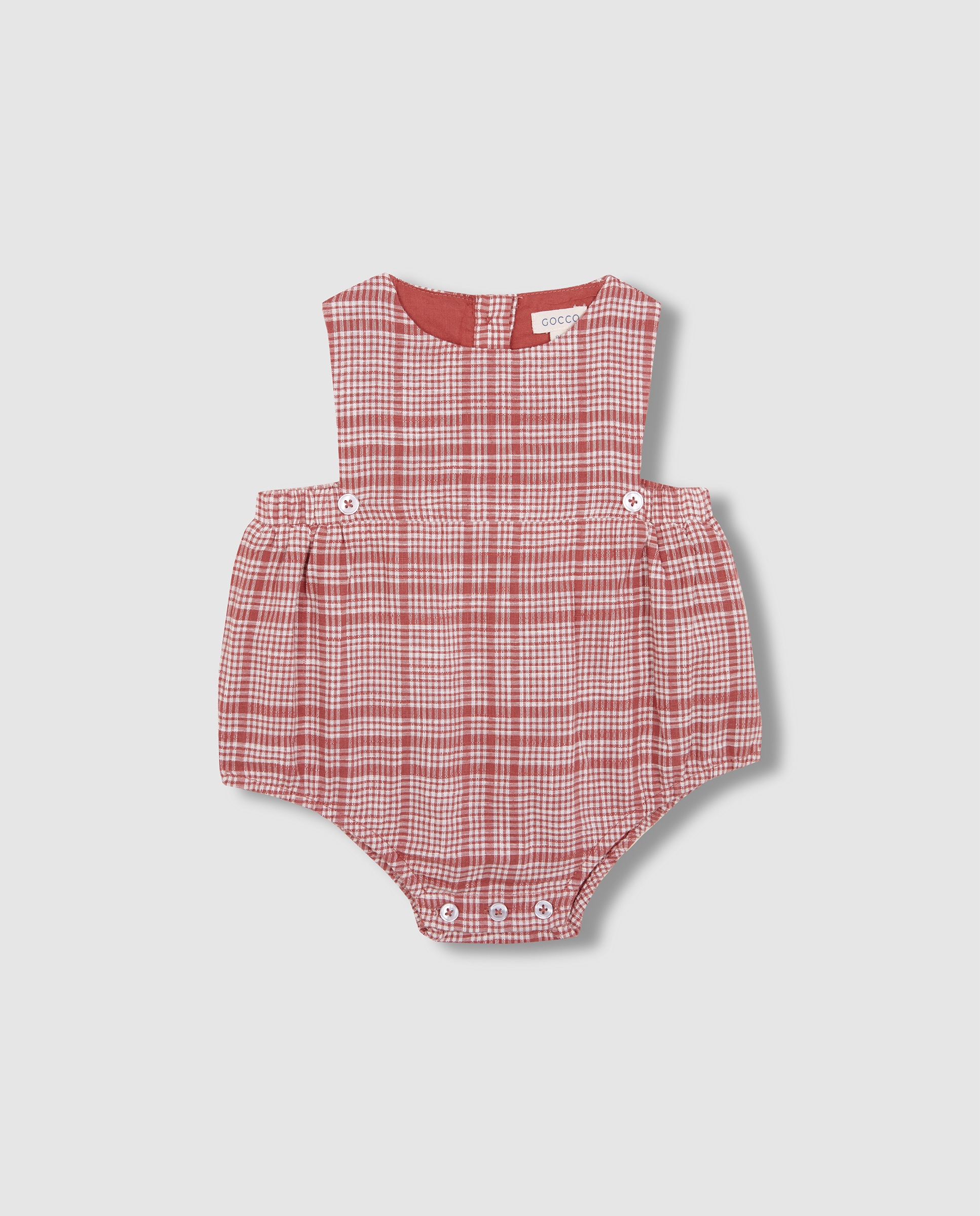 Macacão Curto para Bebé Aos Quadrados Gocco Rosa-1