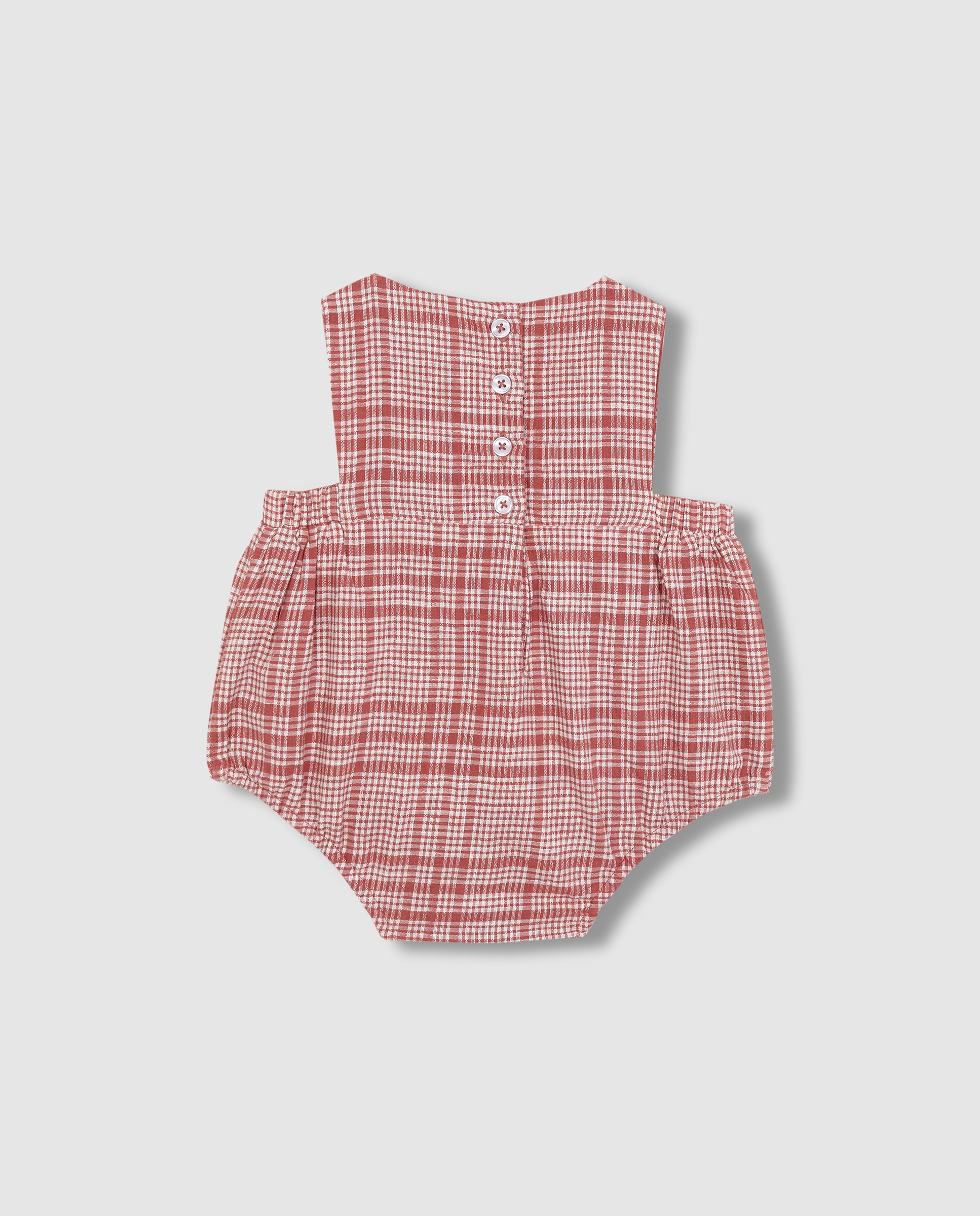 Macacão Curto para Bebé Aos Quadrados Gocco Rosa-2