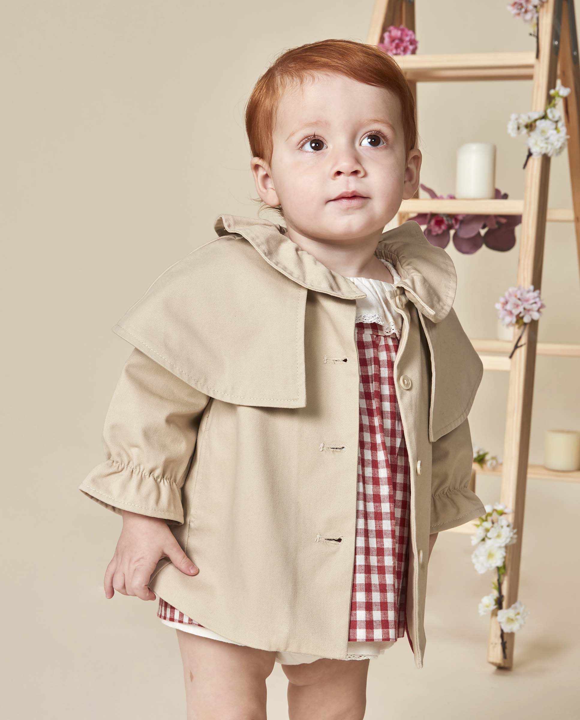 Gabardina para Bebé com Capa Desmontável Gocco Bege-2