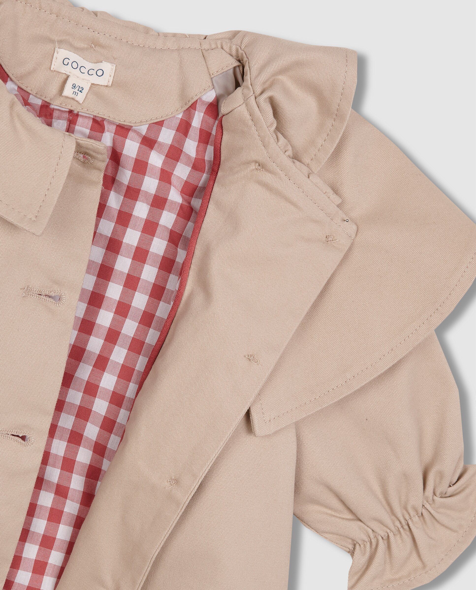 Gabardina para Bebé com Capa Desmontável Gocco Bege-5