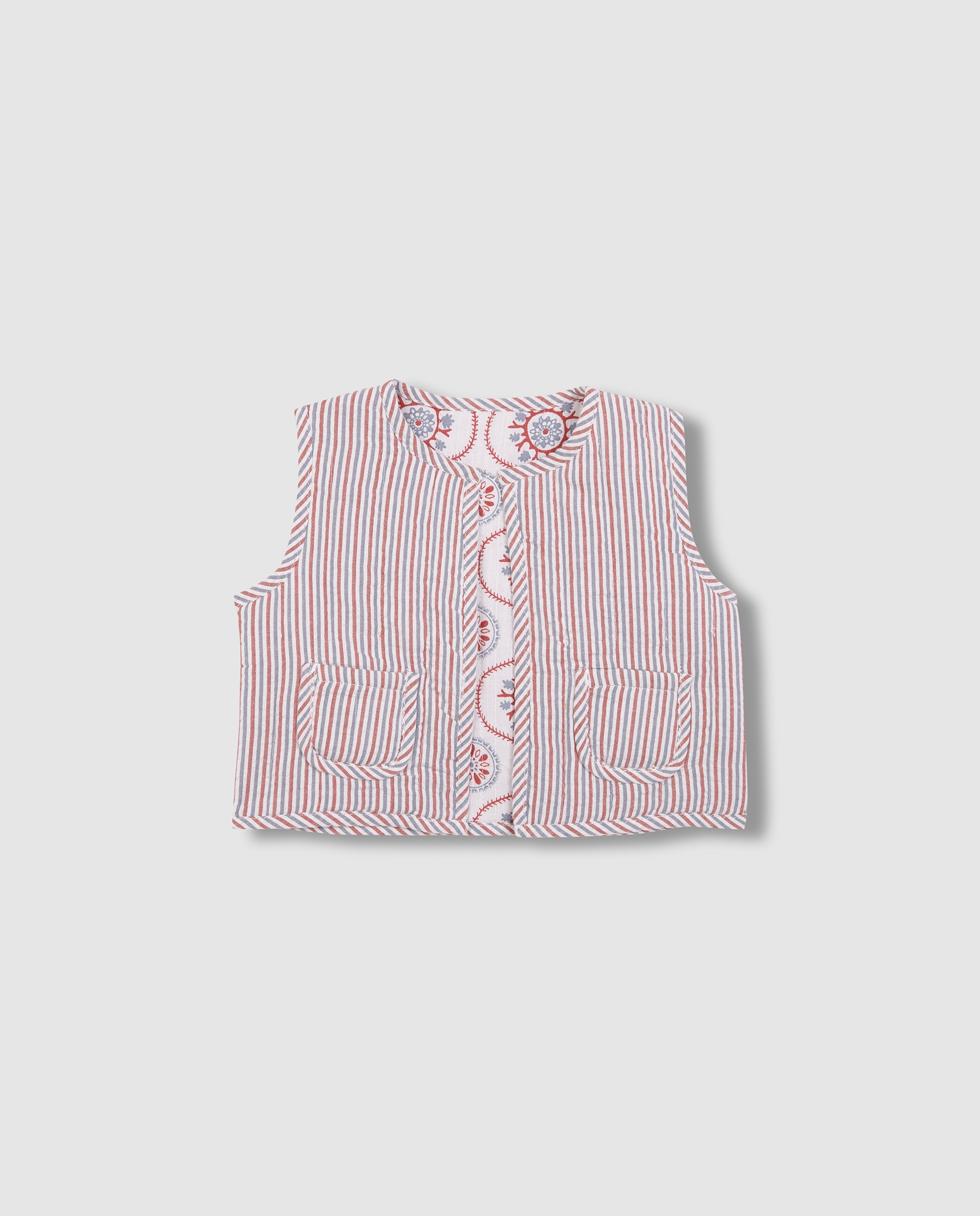 Colete para Bebé Acolchoado com Estampado Reversível Gocco Branco-marfim-2
