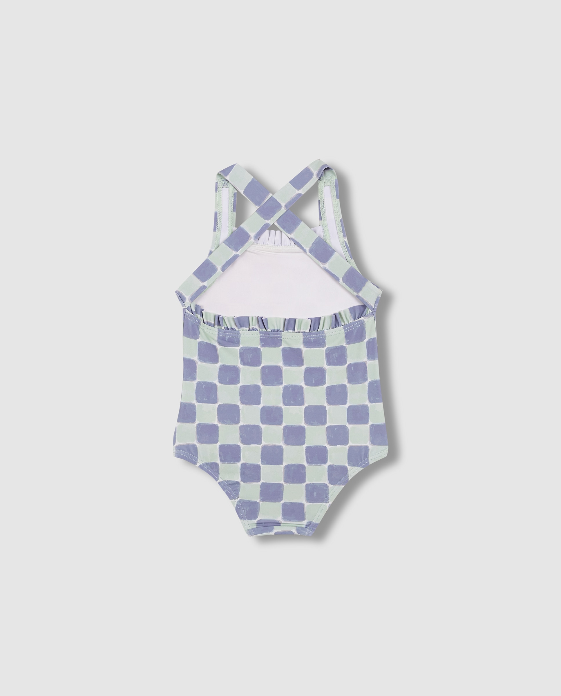 Fato de Banho para Bebé Estampado Aos Quadrados Gocco Azul / Branco-2