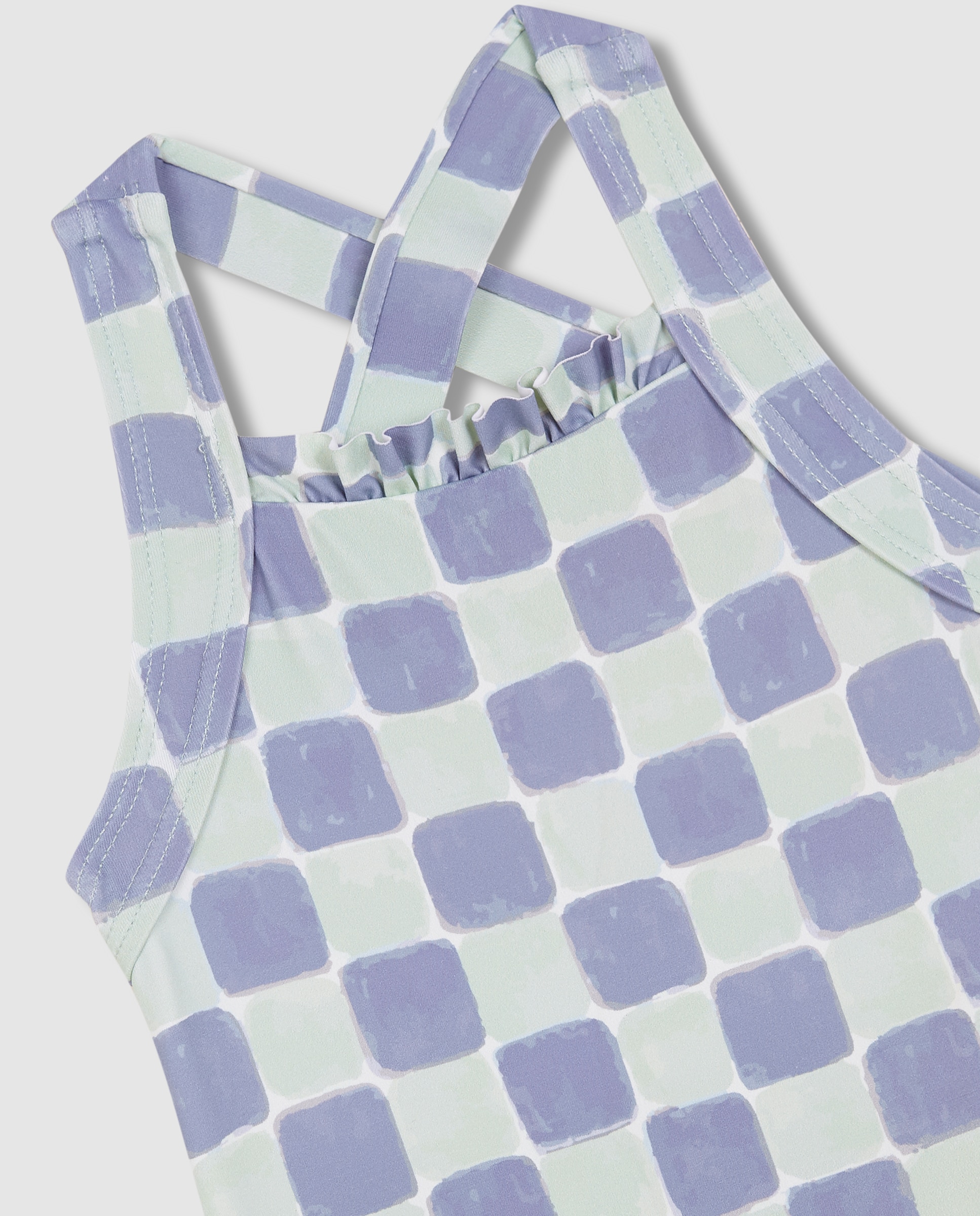 Fato de Banho para Bebé Estampado Aos Quadrados Gocco Azul / Branco-3
