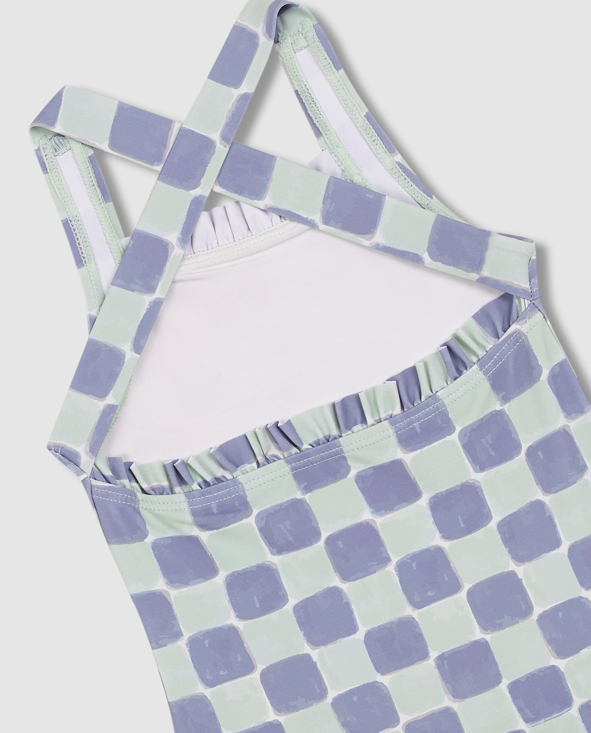 Fato de Banho para Bebé Estampado Aos Quadrados Gocco Azul / Branco-4